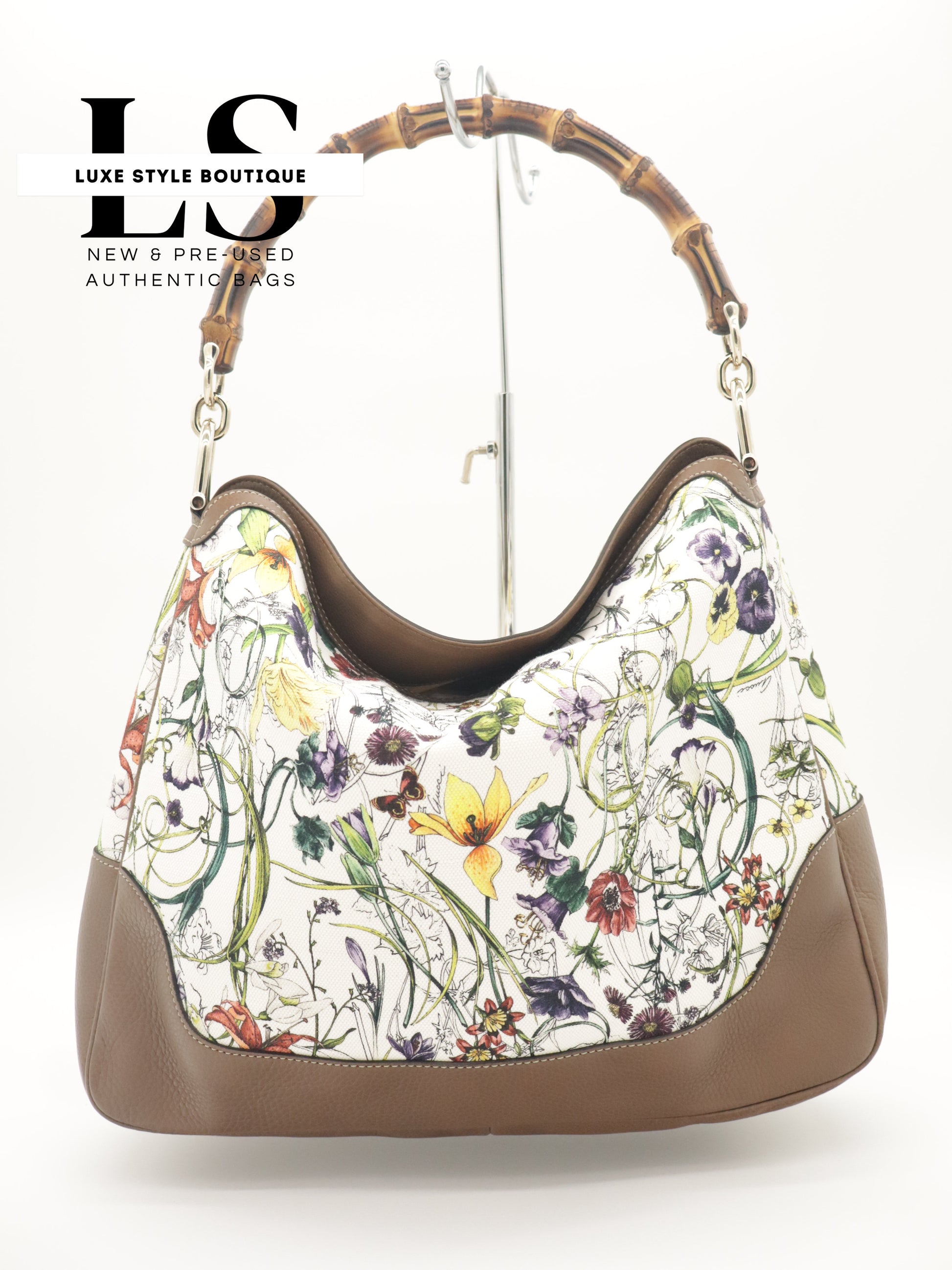 Gucci Flora Canvas Diana Bamboo Shoulder Bag