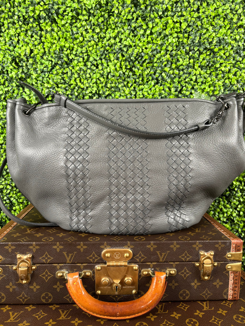 Bottega Veneta Gray Hobo Bag Large