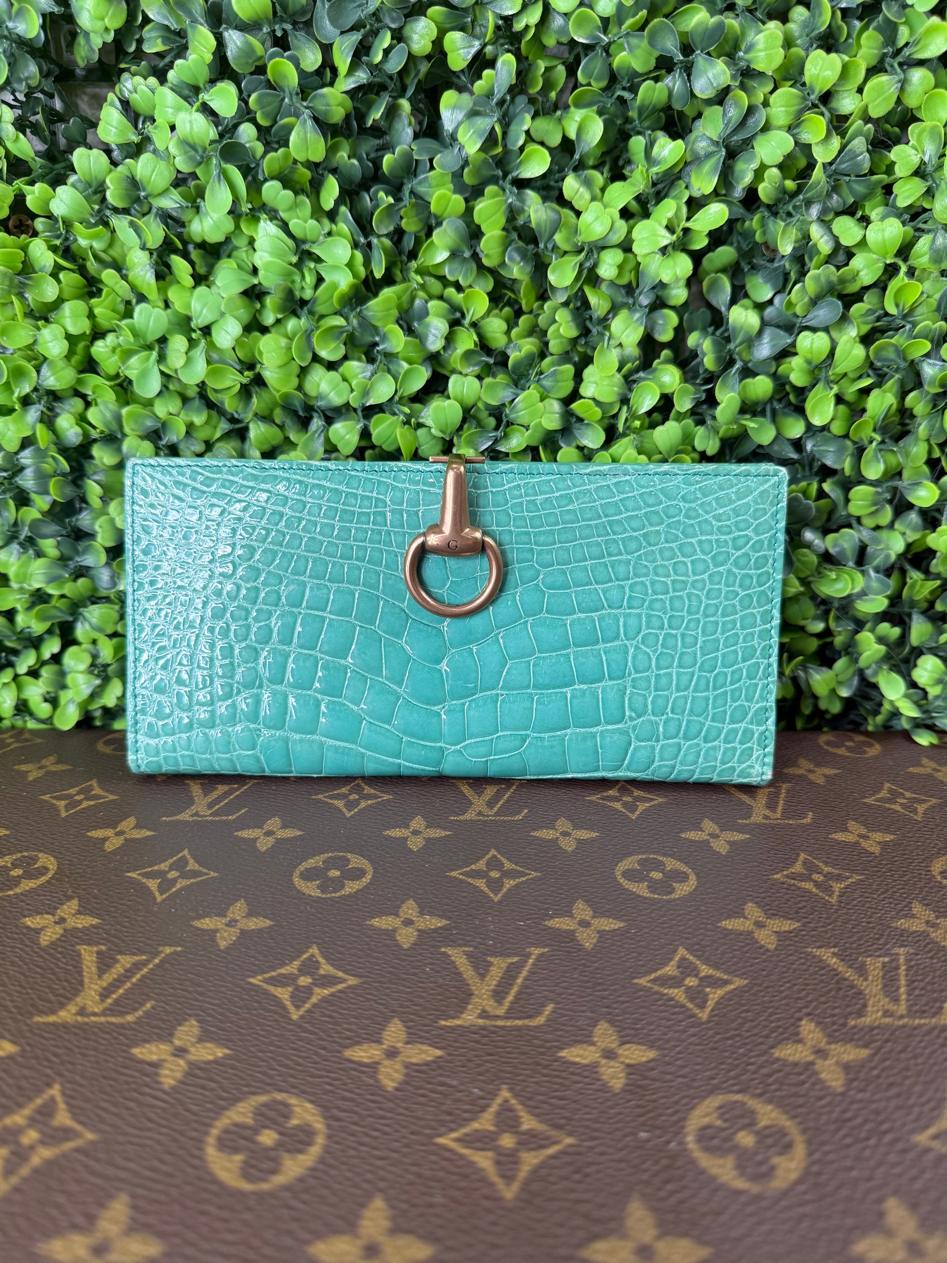 Gucci Horsebit Turquoise Crocodile Leather