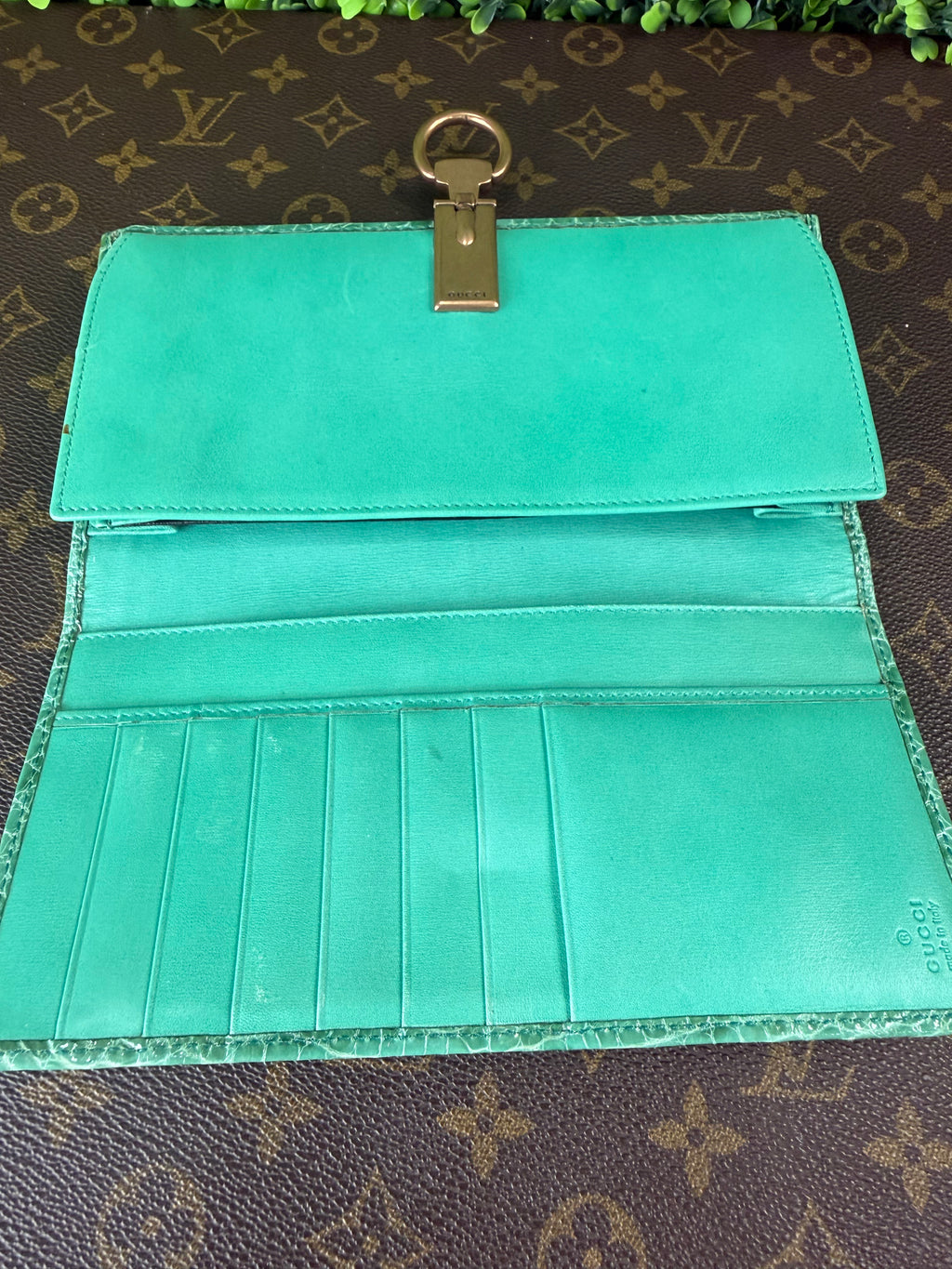Gucci Horsebit Turquoise Crocodile Leather