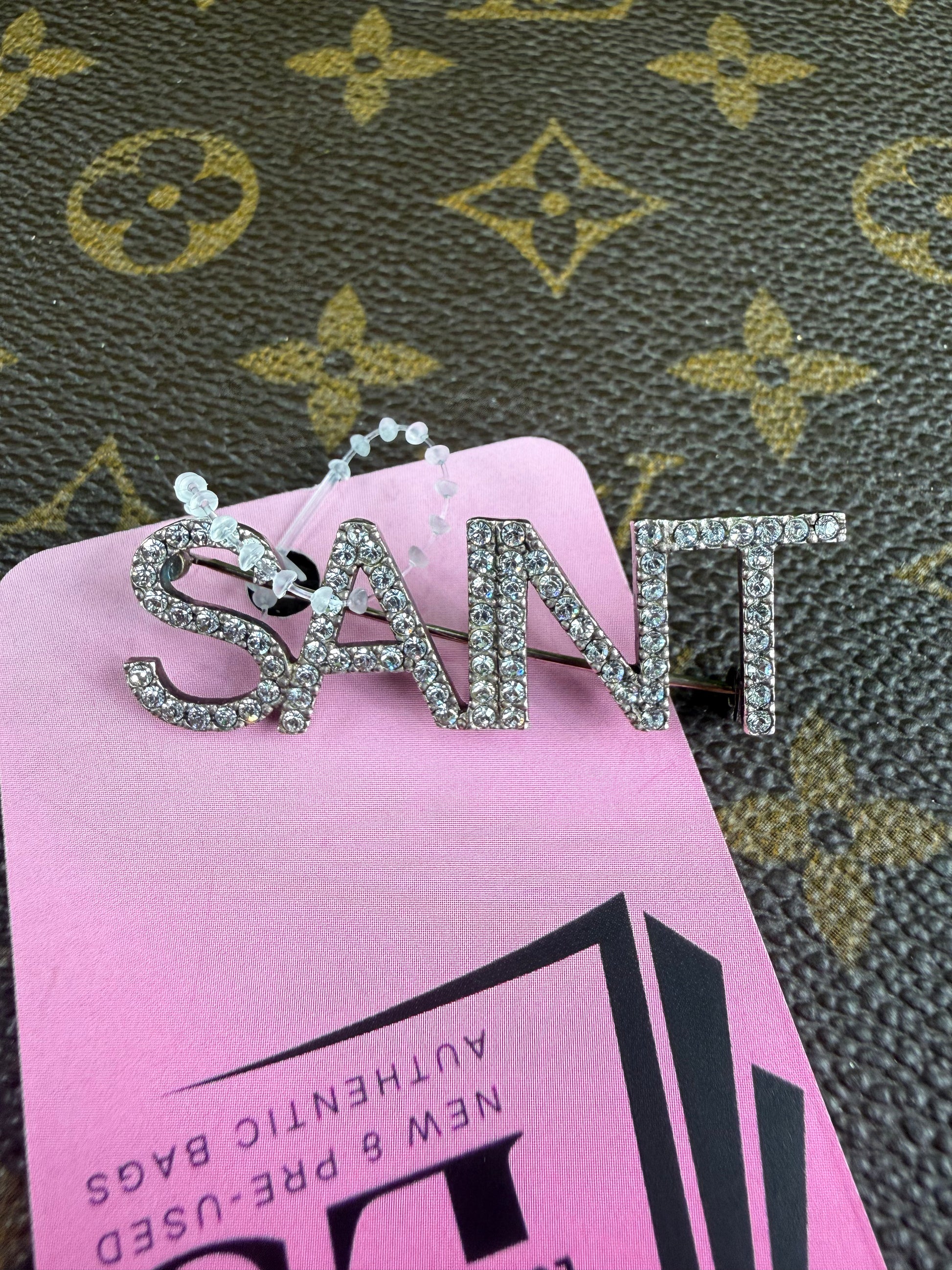 YSL “Saint” Rhinestone-Embellished Brooch