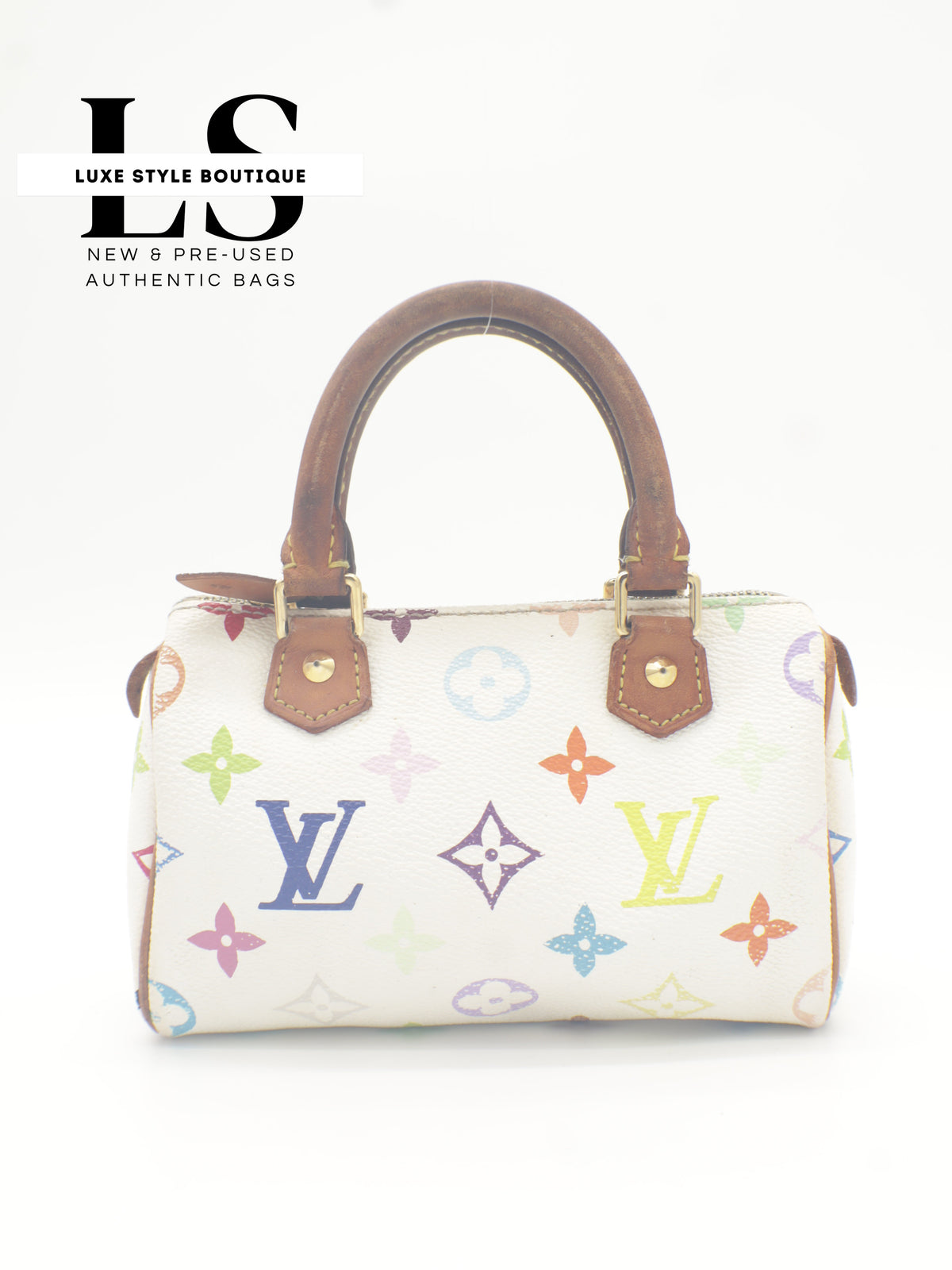 Louis Vuitton x Takashi Murakami Mini Speedy Monogram Multicolor White