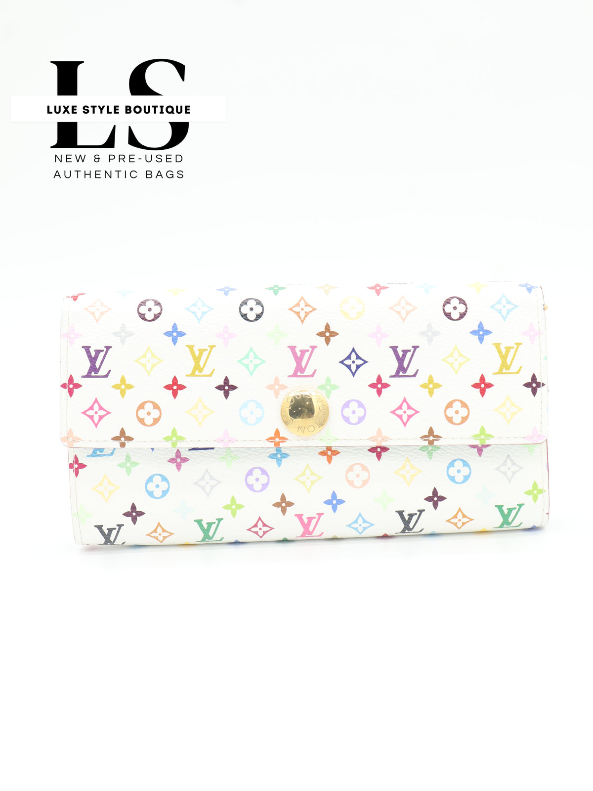 Louis Vuitton White Monogram Multicolor Sarah Flap Wallet