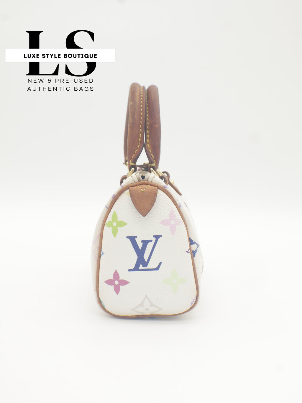 Louis Vuitton x Takashi Murakami Mini Speedy Monogram Multicolor White