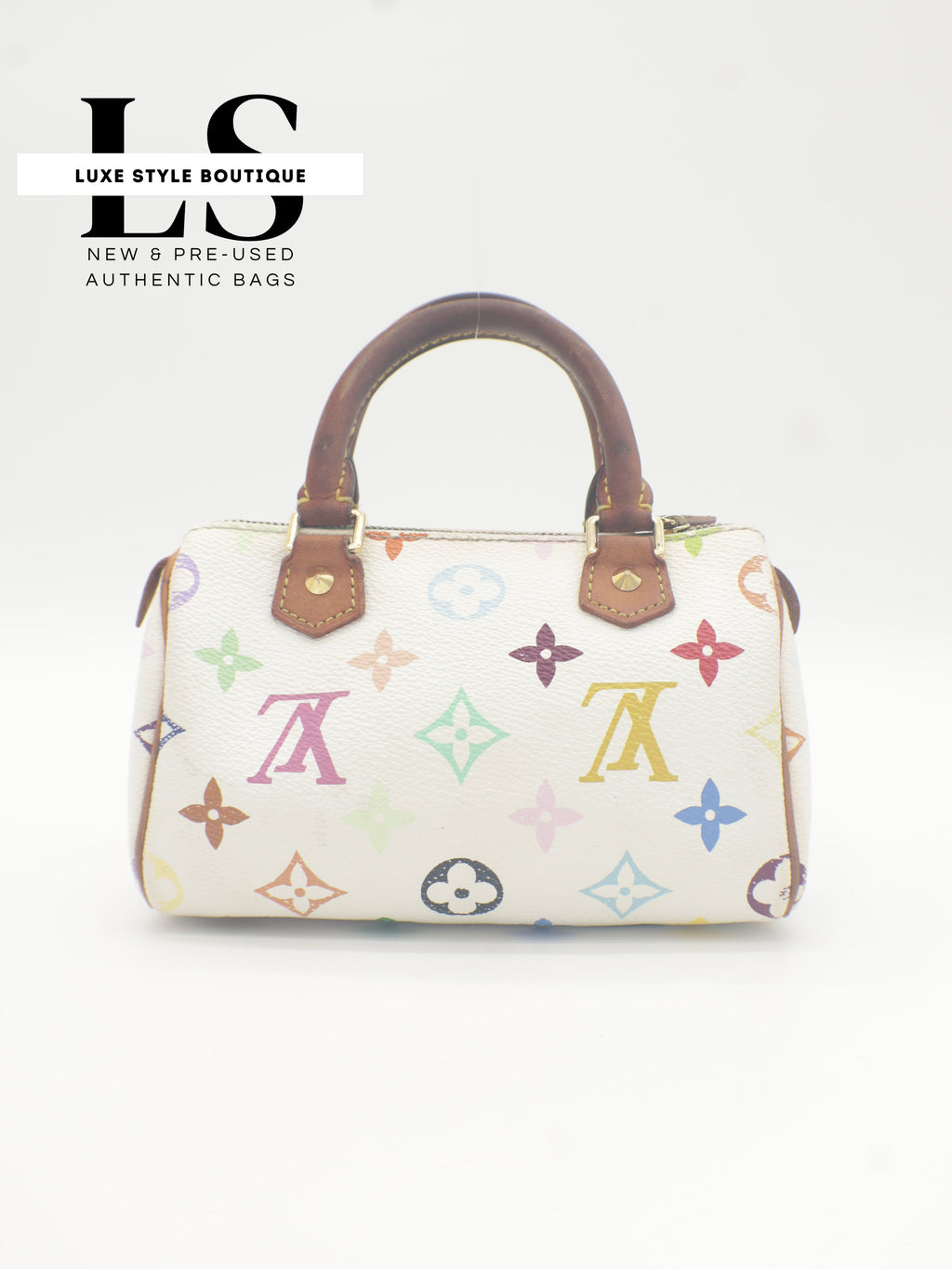 Louis Vuitton x Takashi Murakami Mini Speedy Monogram Multicolor White