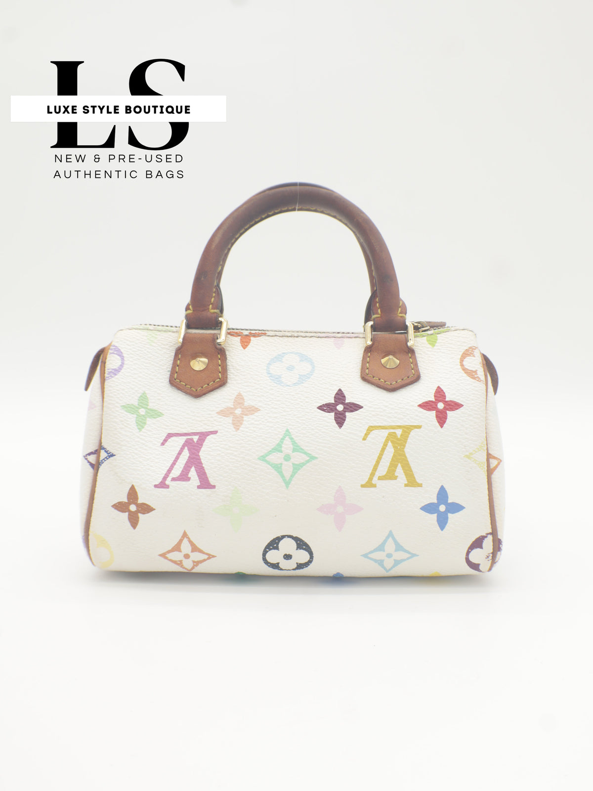 Louis Vuitton x Takashi Murakami Mini Speedy Monogram Multicolor White