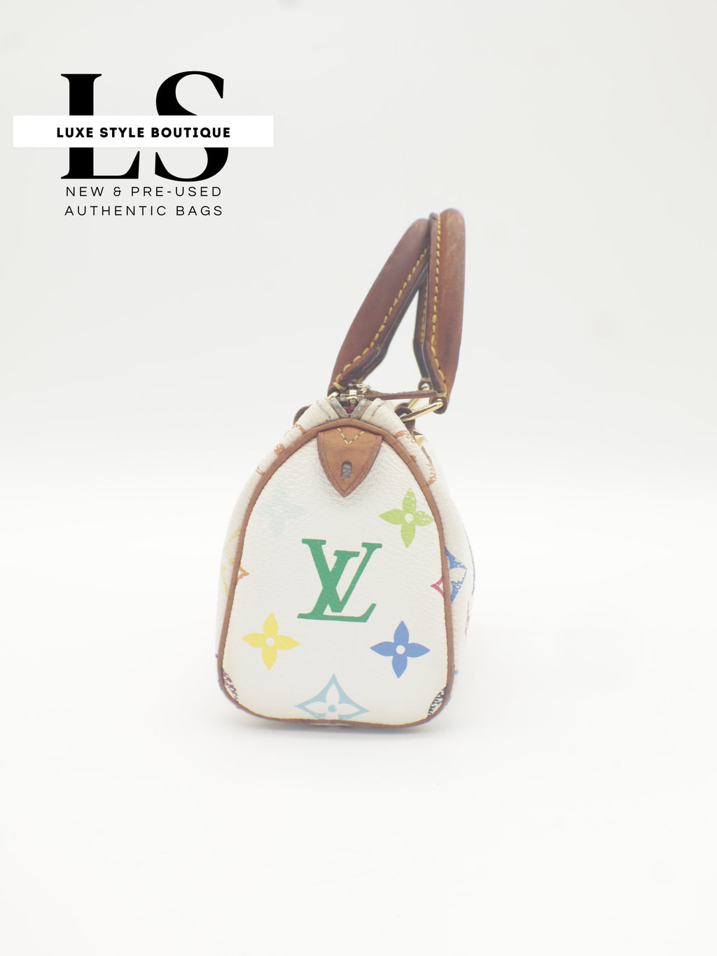 Louis Vuitton x Takashi Murakami Mini Speedy Monogram Multicolor White