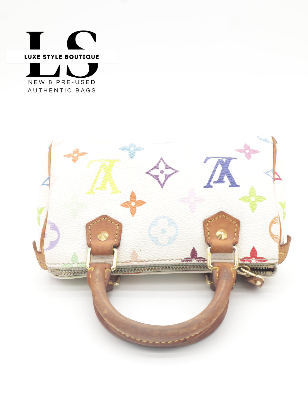 Louis Vuitton x Takashi Murakami Mini Speedy Monogram Multicolor White