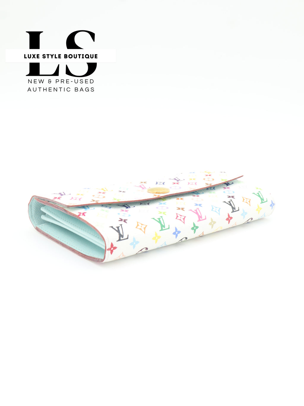 Louis Vuitton White Monogram Multicolor Sarah Flap Wallet