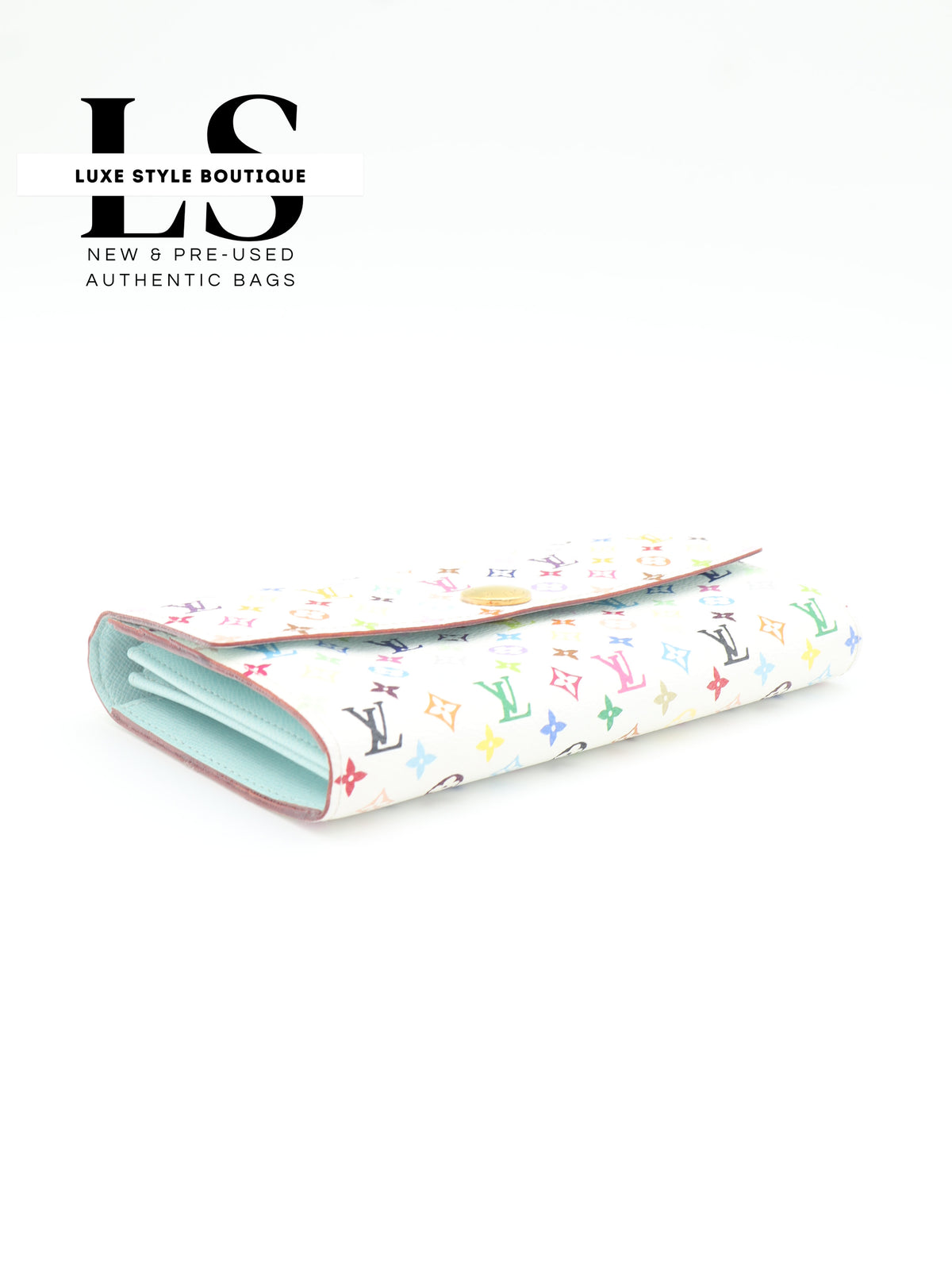 Louis Vuitton White Monogram Multicolor Sarah Flap Wallet