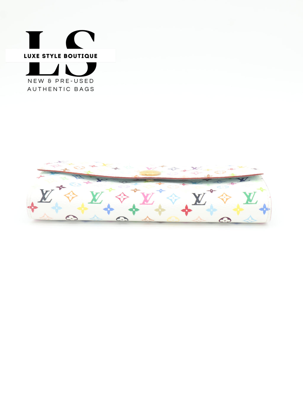 Louis Vuitton White Monogram Multicolor Sarah Flap Wallet