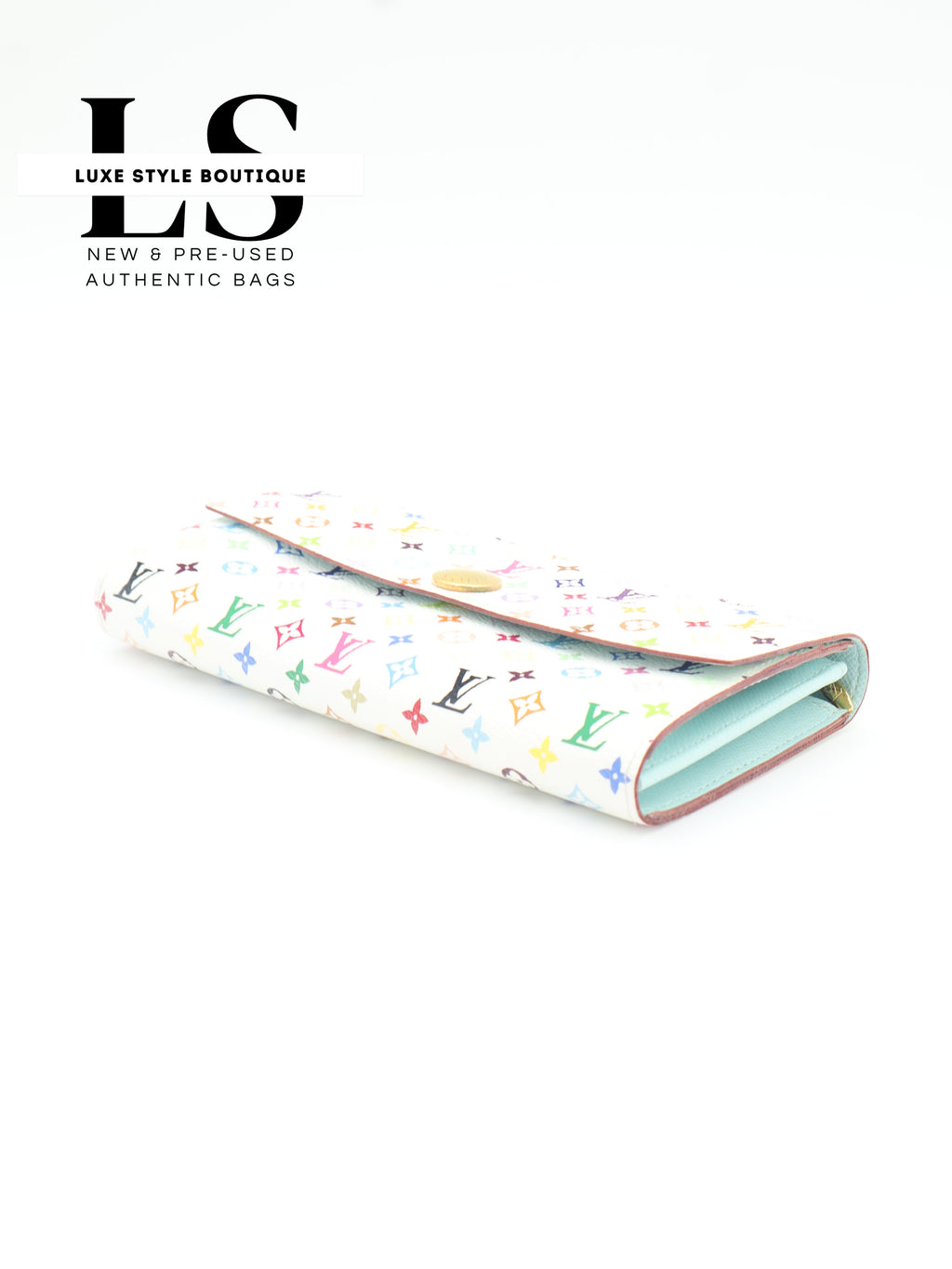 Louis Vuitton White Monogram Multicolor Sarah Flap Wallet