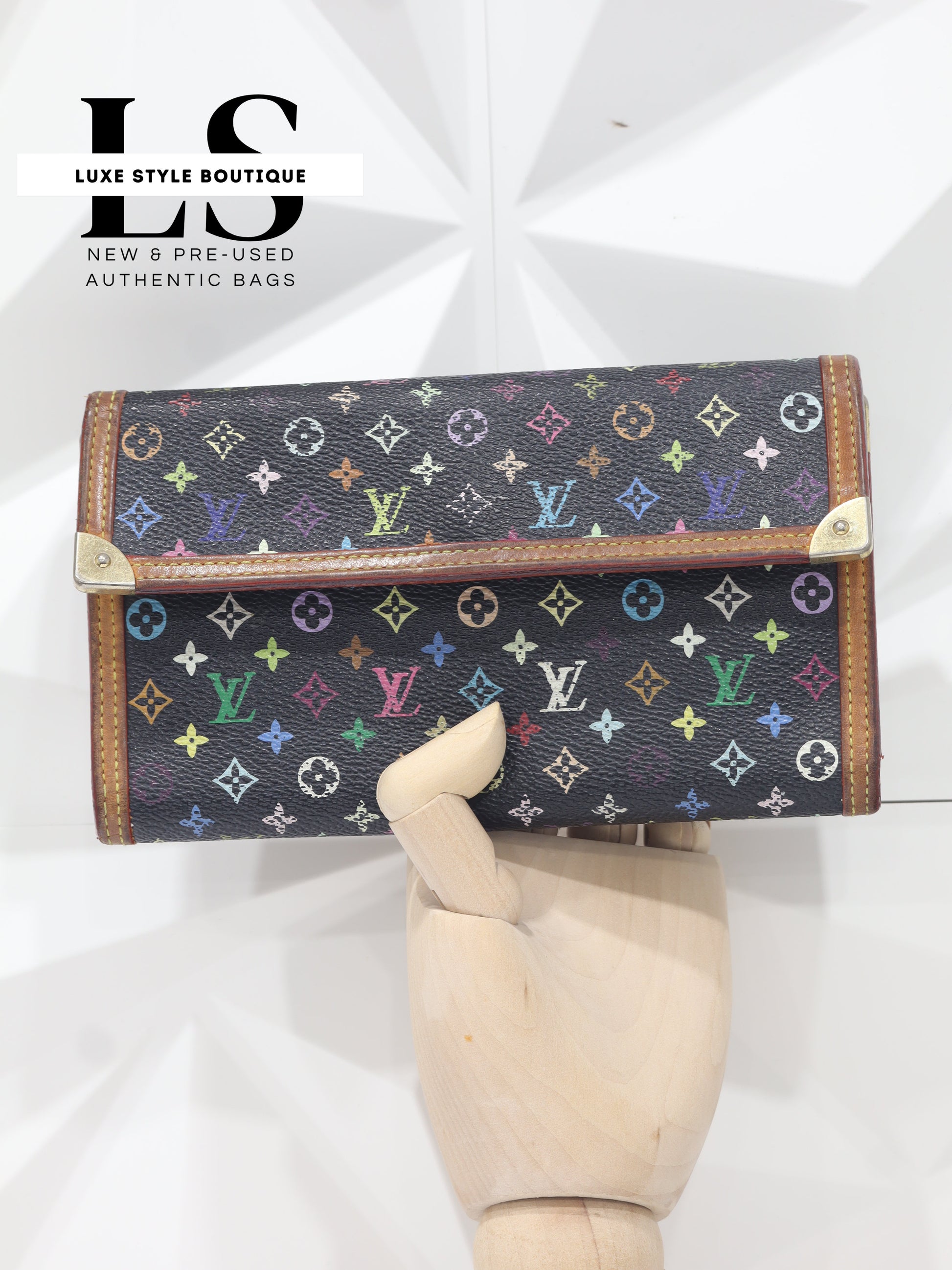 Louis Vuitton Porte Tresor International Monogram Black Multicolor