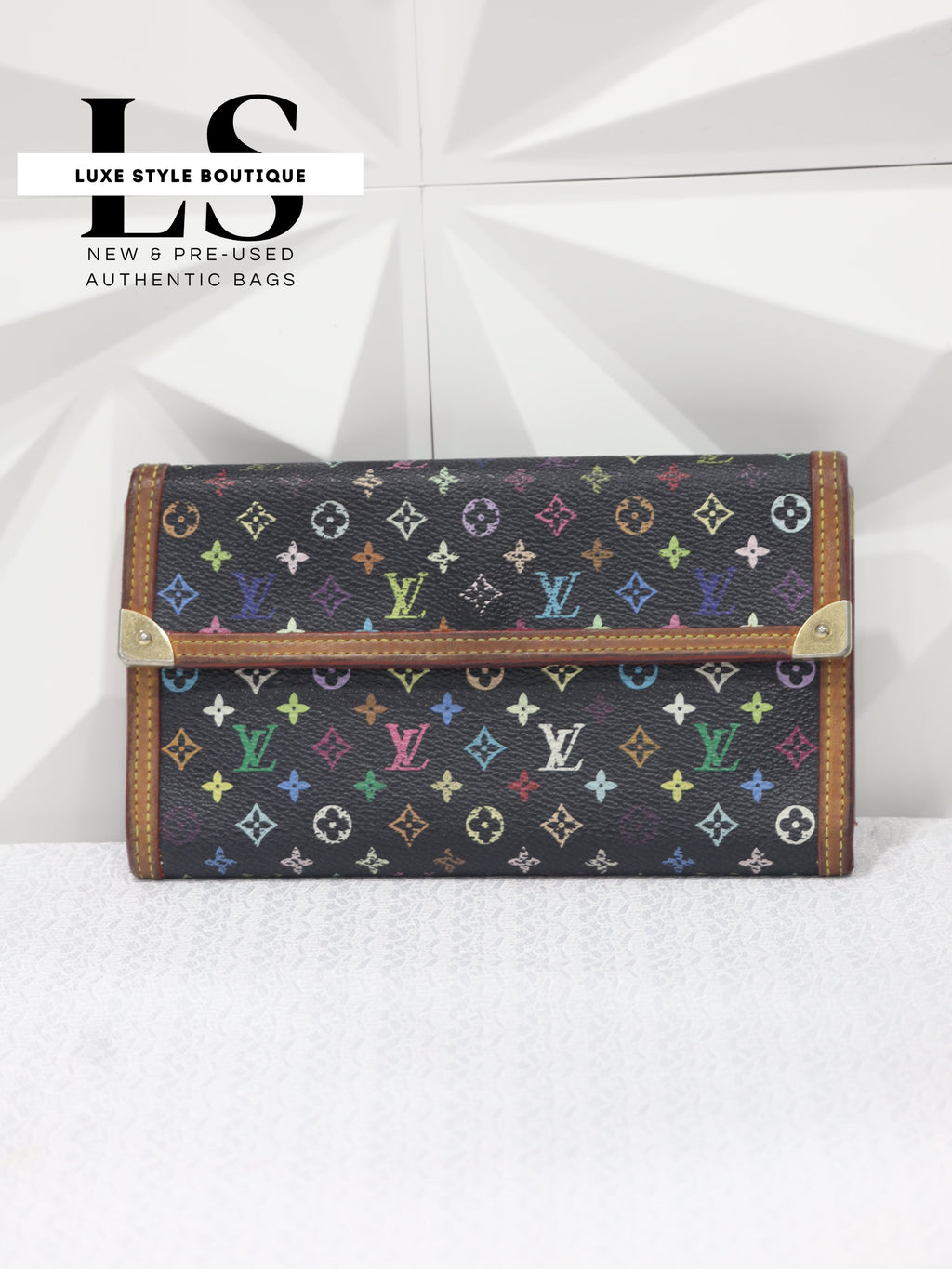 Louis Vuitton Porte Tresor International Monogram Black Multicolor