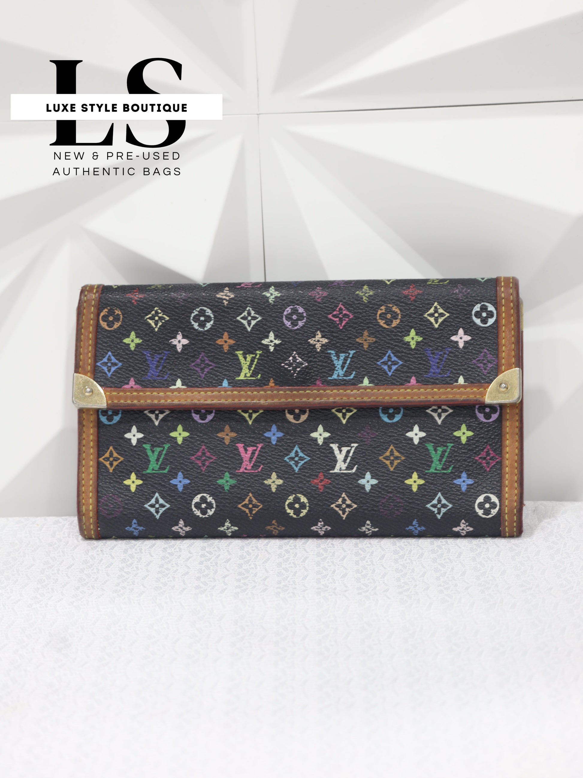 Louis Vuitton Porte Tresor International Monogram Black Multicolor