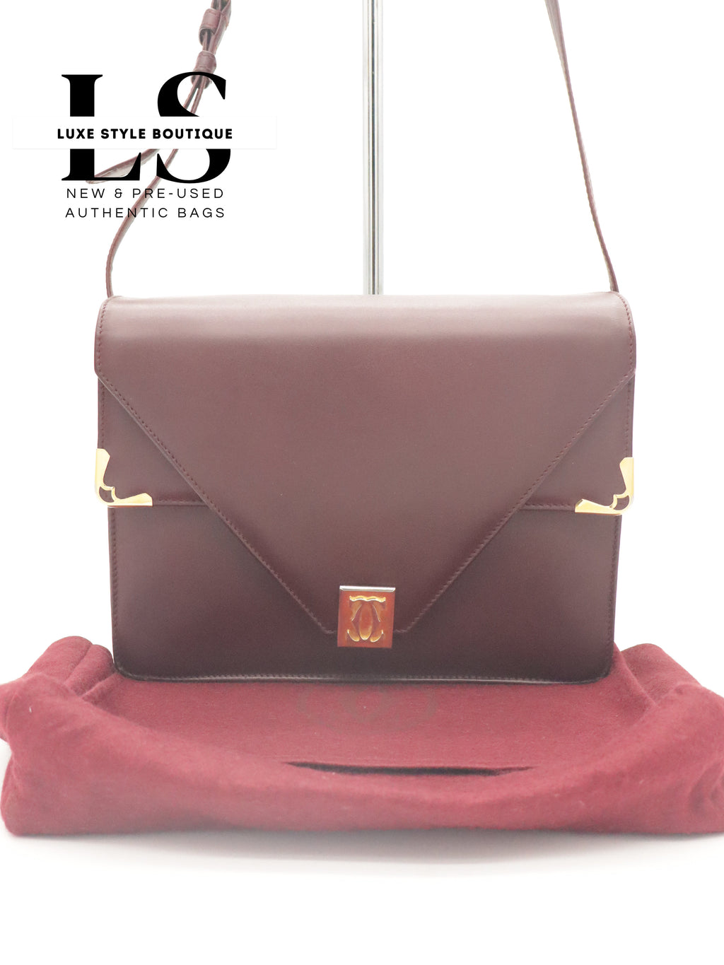Cartier Must Bordeaux Double Flap Shoulder Bag