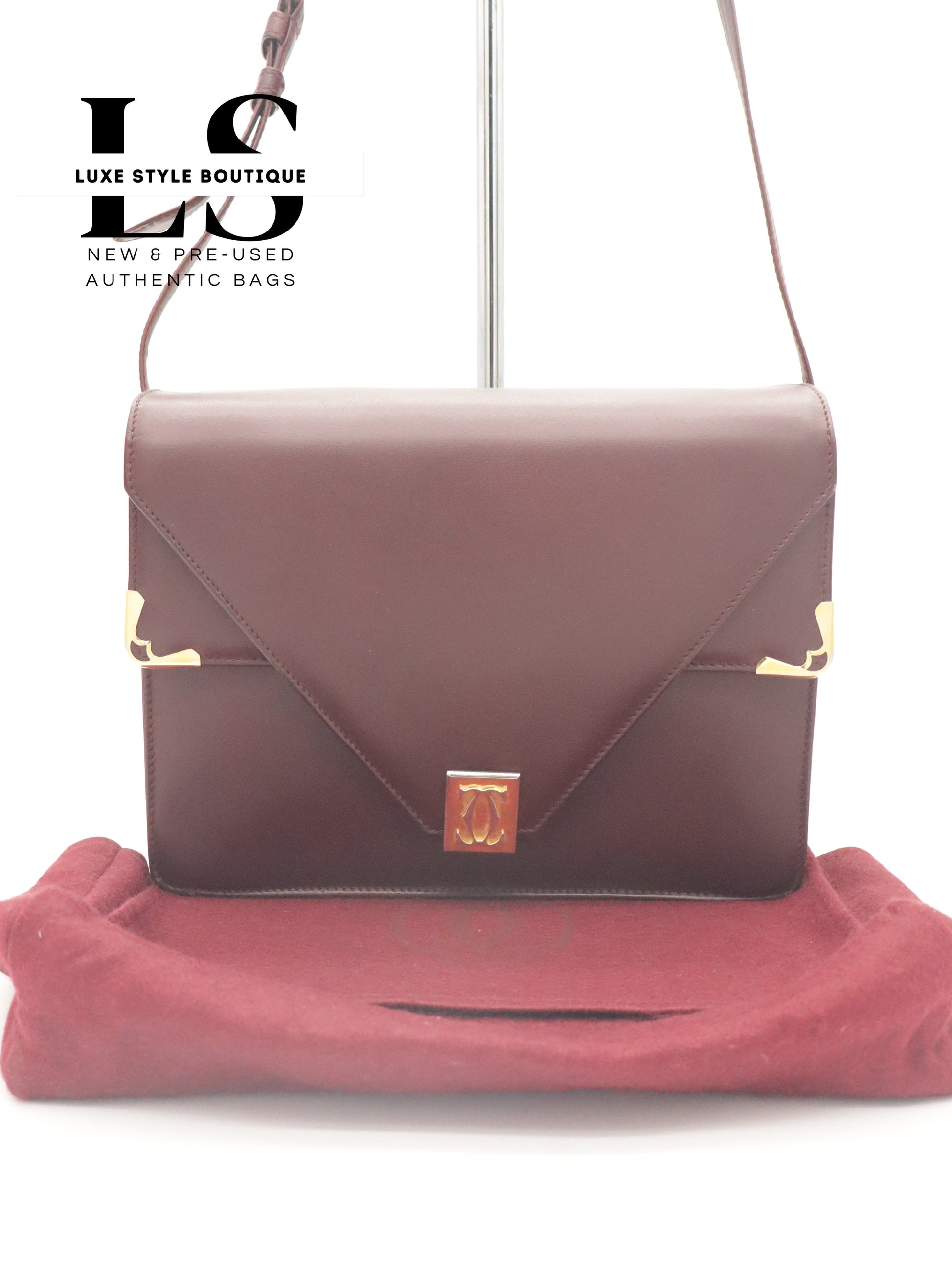 Cartier Must Bordeaux Double Flap Shoulder Bag