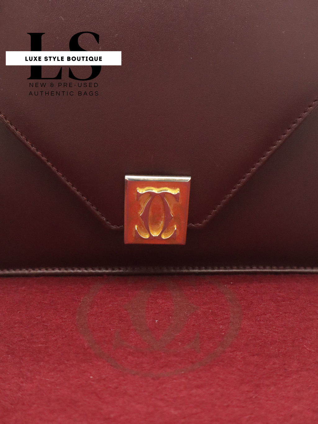 Cartier Must Bordeaux Double Flap Shoulder Bag