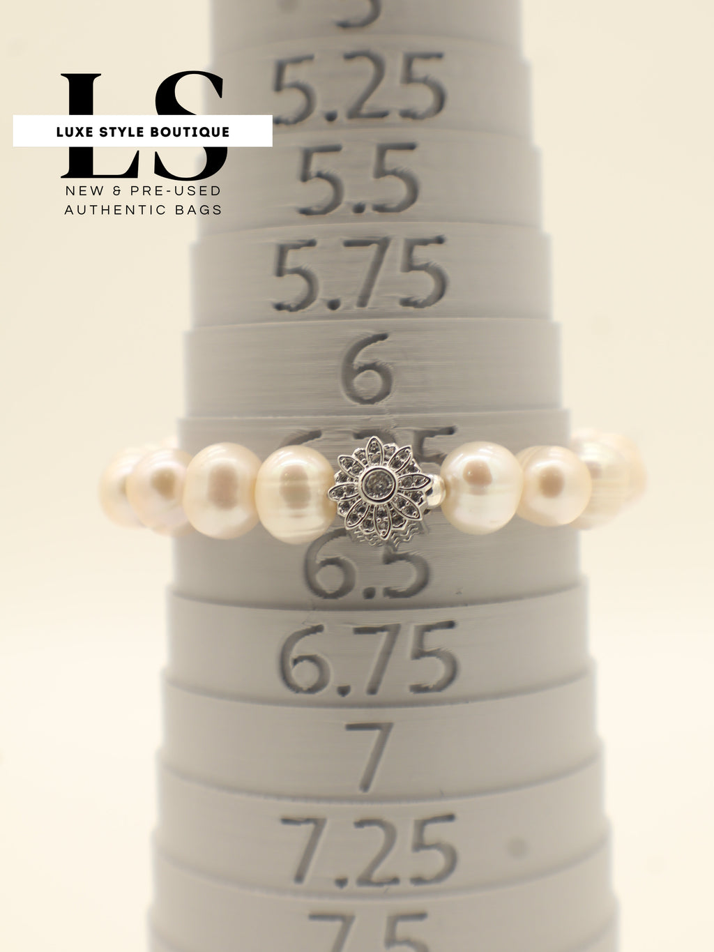 Bracelet Natural Pearls & Silver .925 Flower SZ 6.25