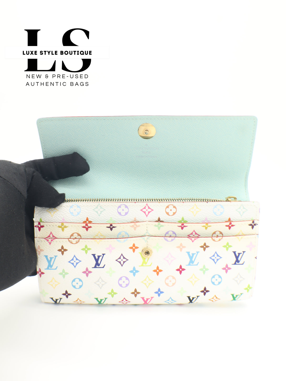 Louis Vuitton White Monogram Multicolor Sarah Flap Wallet
