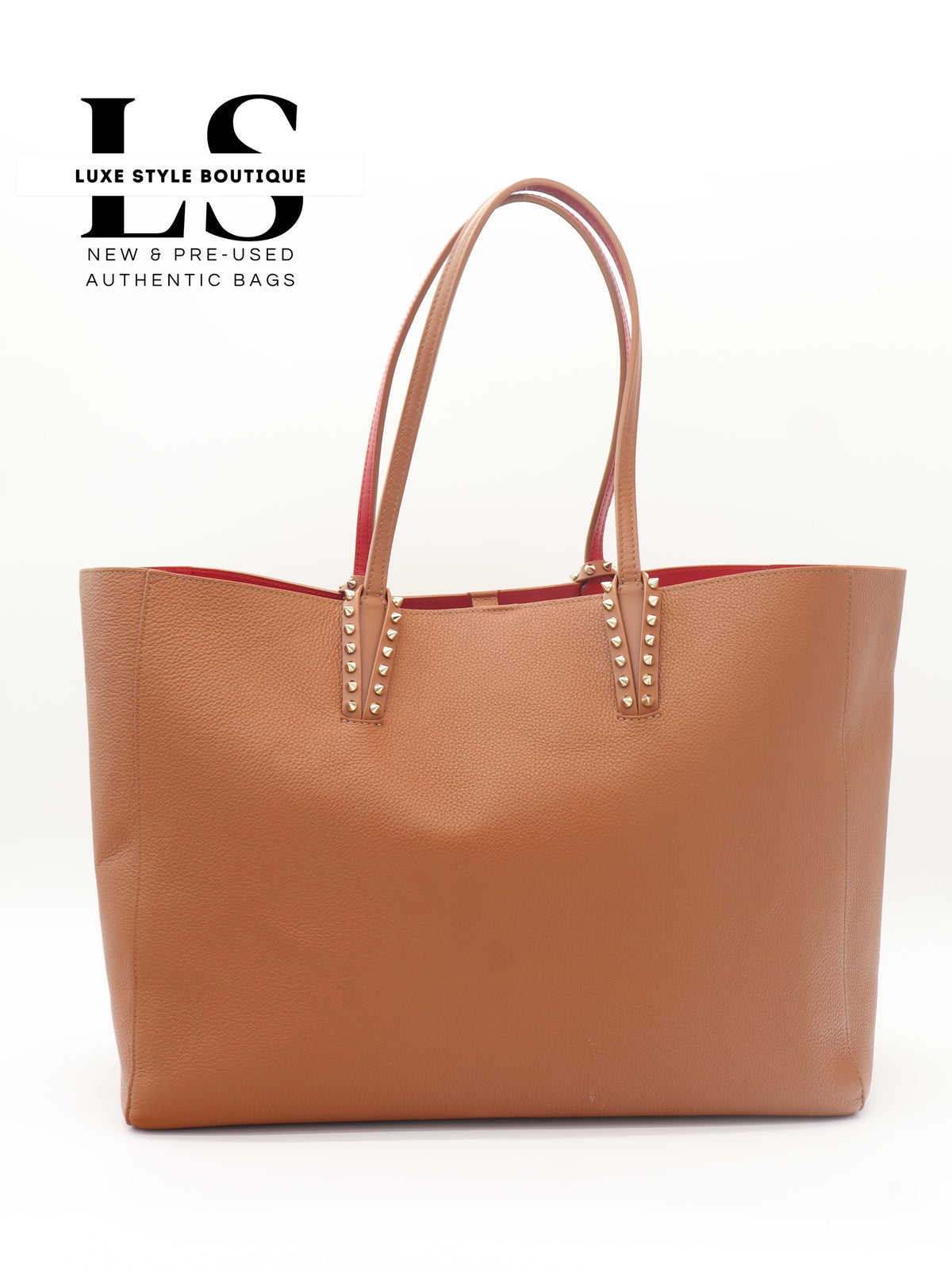 Louboutin Brown/Red Cabata Tote w/Pouch