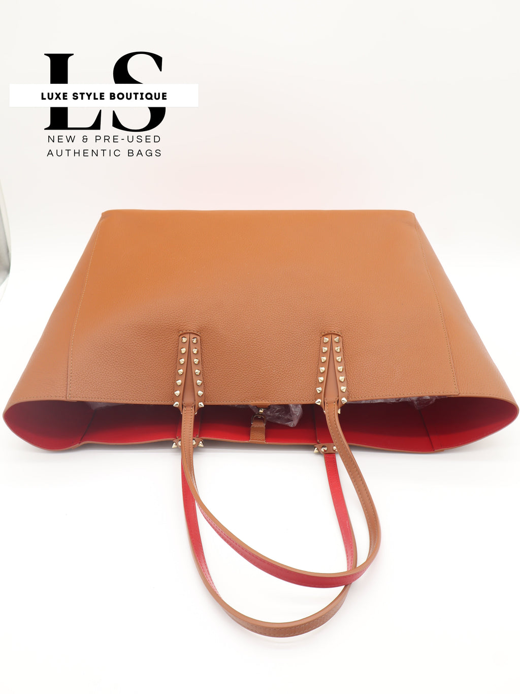 Louboutin Brown/Red Cabata Tote w/Pouch