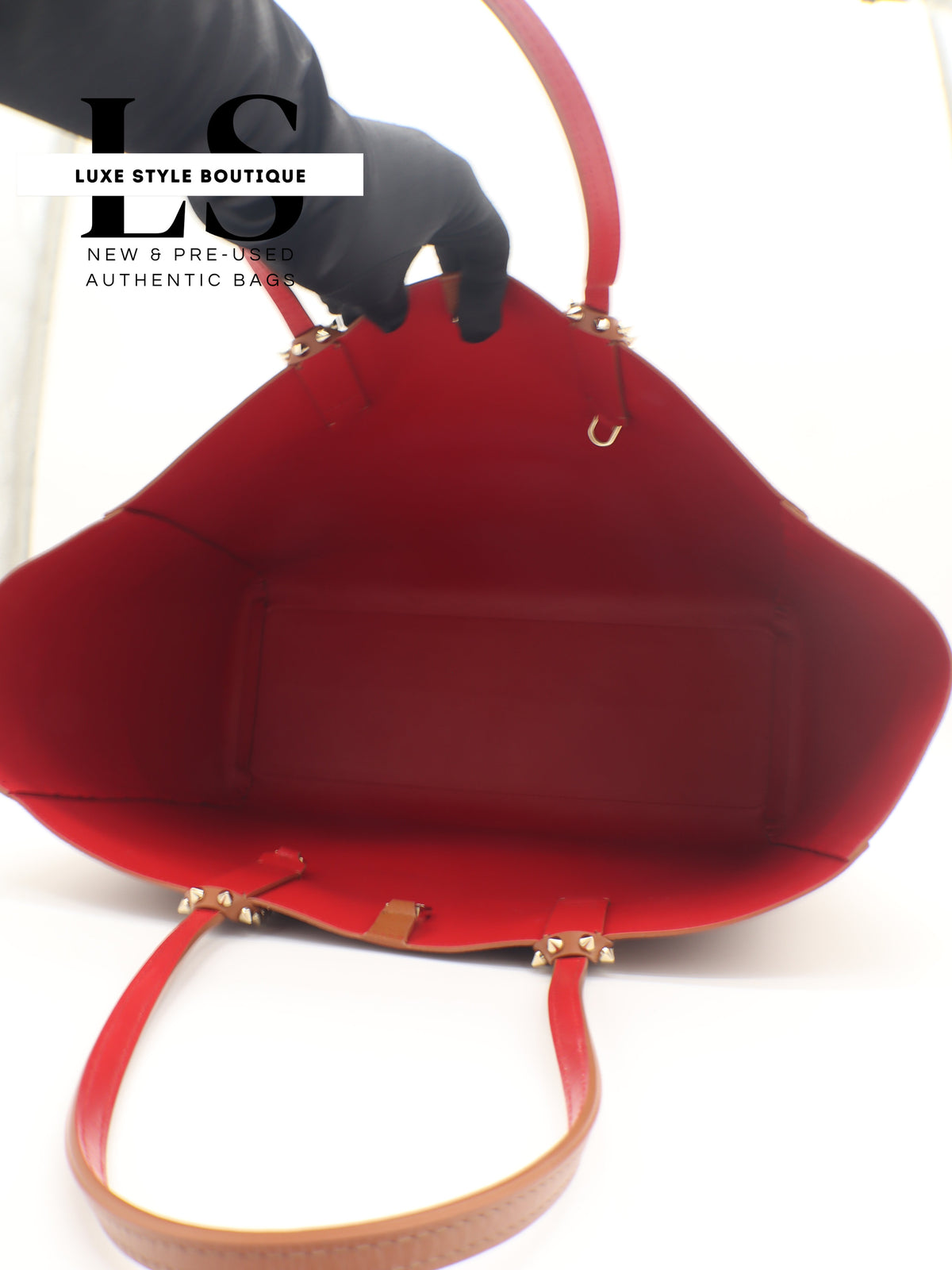 Louboutin Brown/Red Cabata Tote w/Pouch
