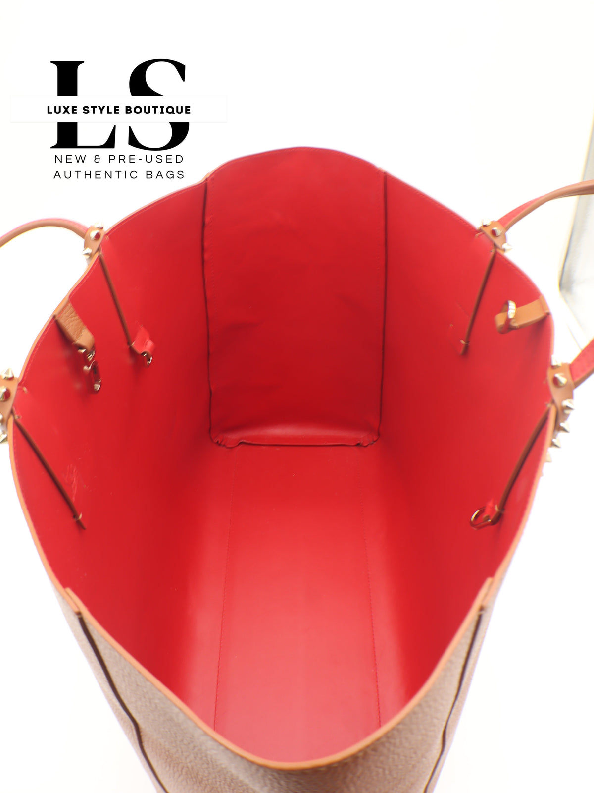 Louboutin Brown/Red Cabata Tote w/Pouch