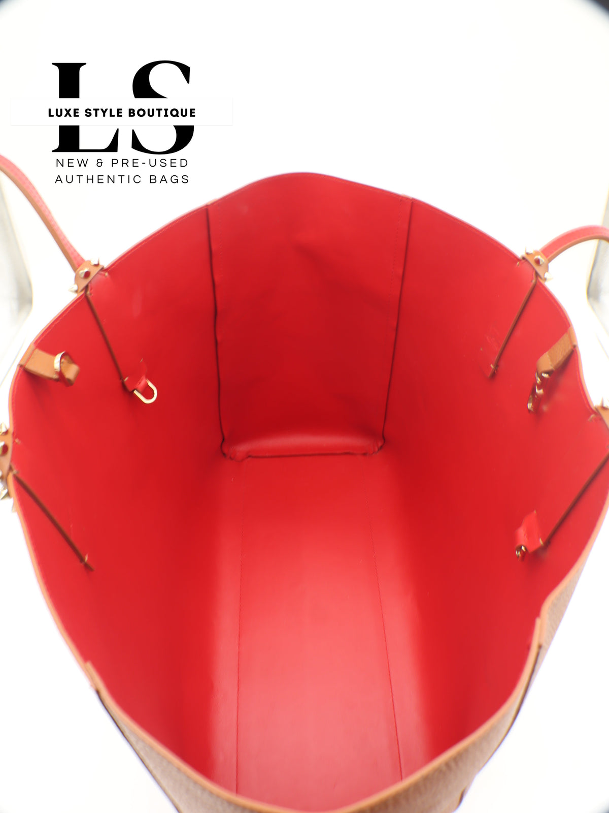Louboutin Brown/Red Cabata Tote w/Pouch