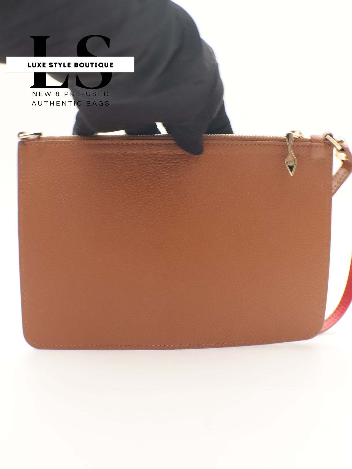 Louboutin Brown/Red Cabata Tote w/Pouch