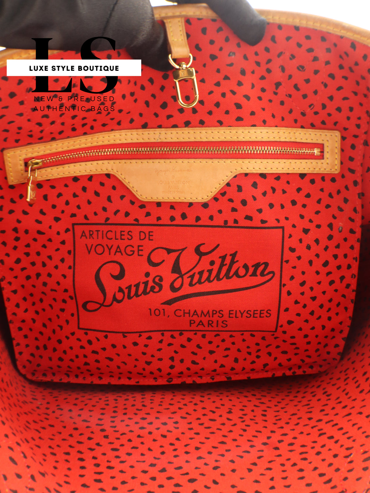 Louis Vuitton x Yayoi Kusama Neverfull MM Monogram Red Waves