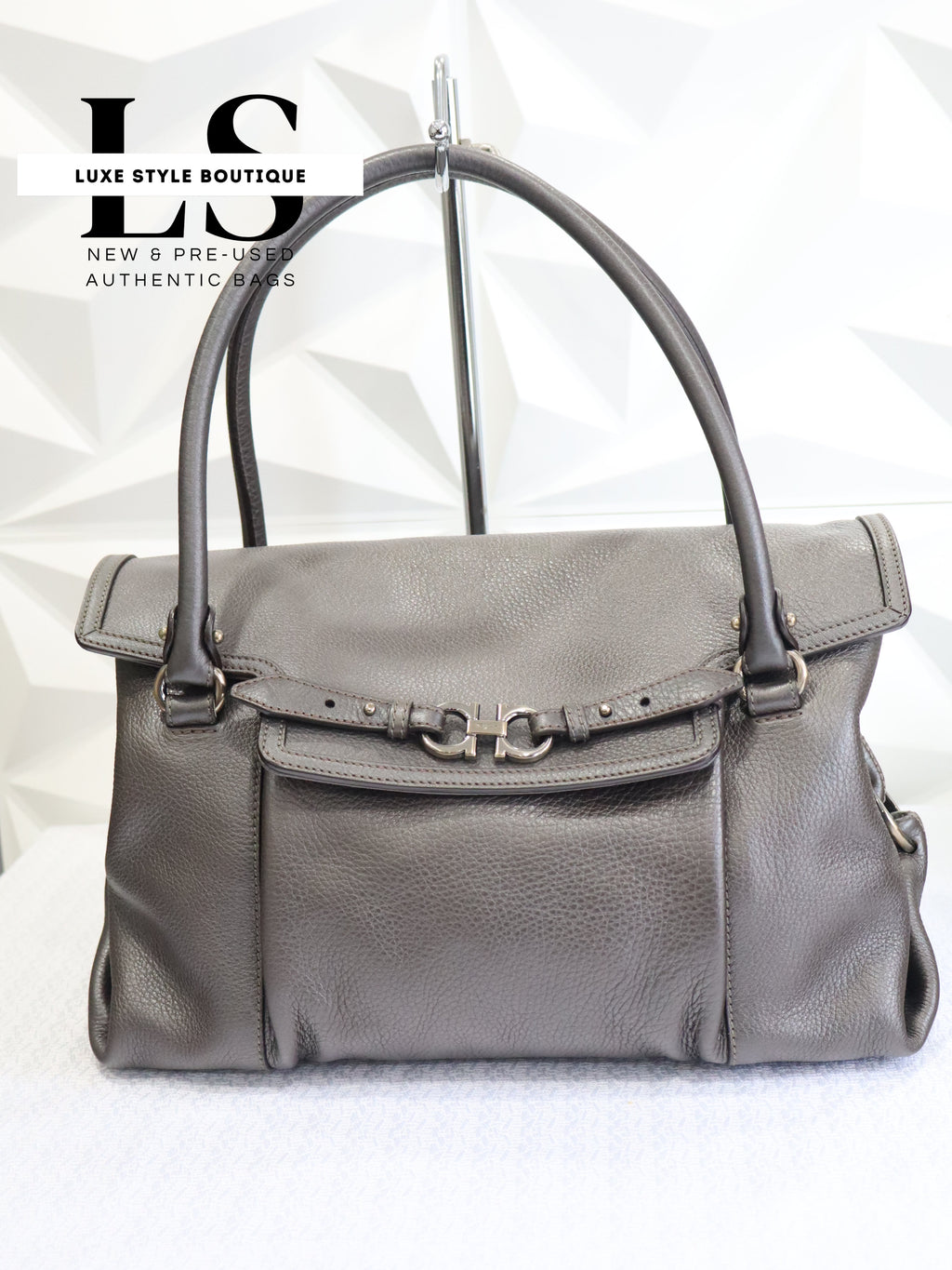 Salvatore Ferragamo Gancini Gray Handbag