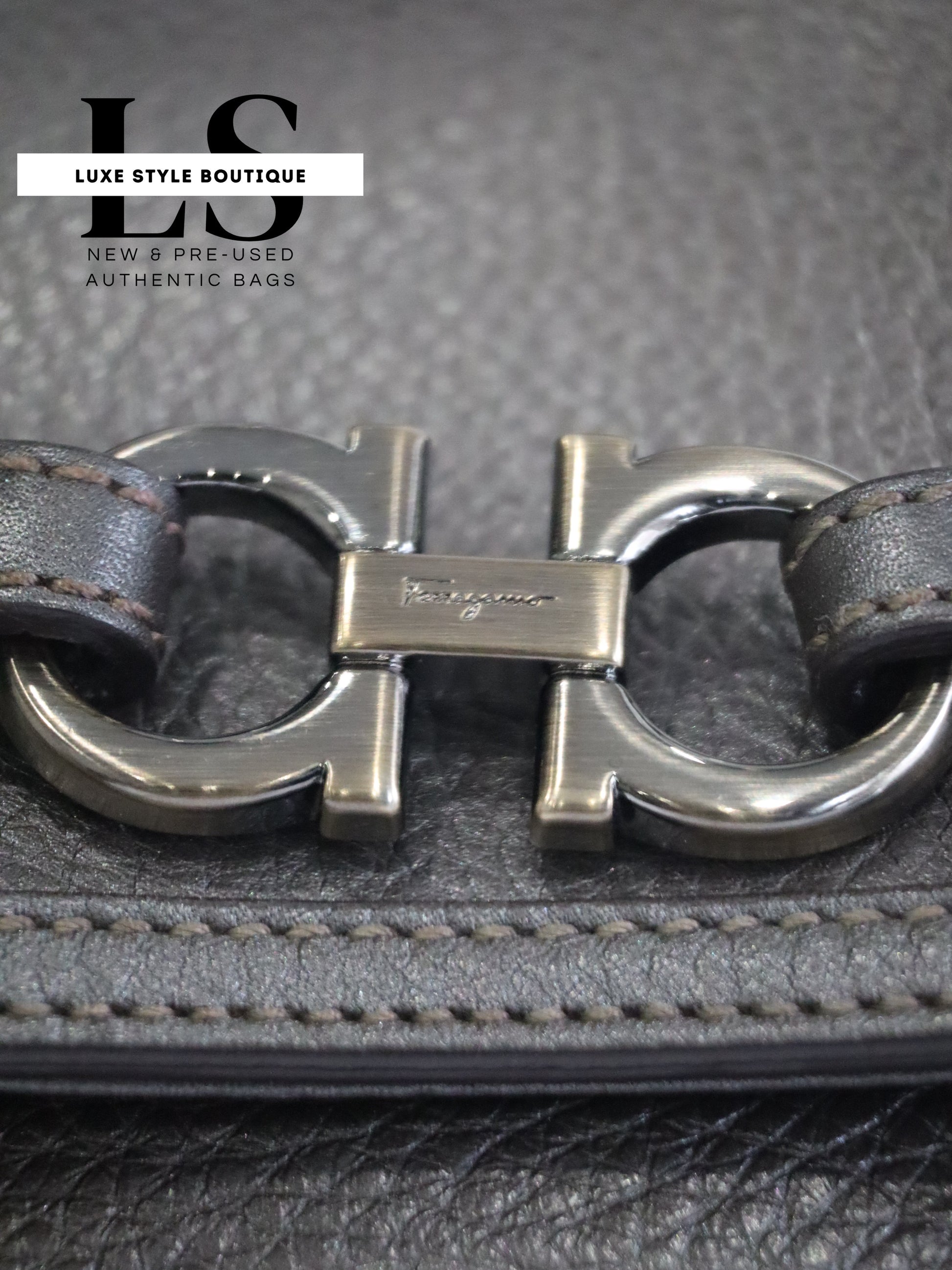 Salvatore Ferragamo Gancini Gray Handbag
