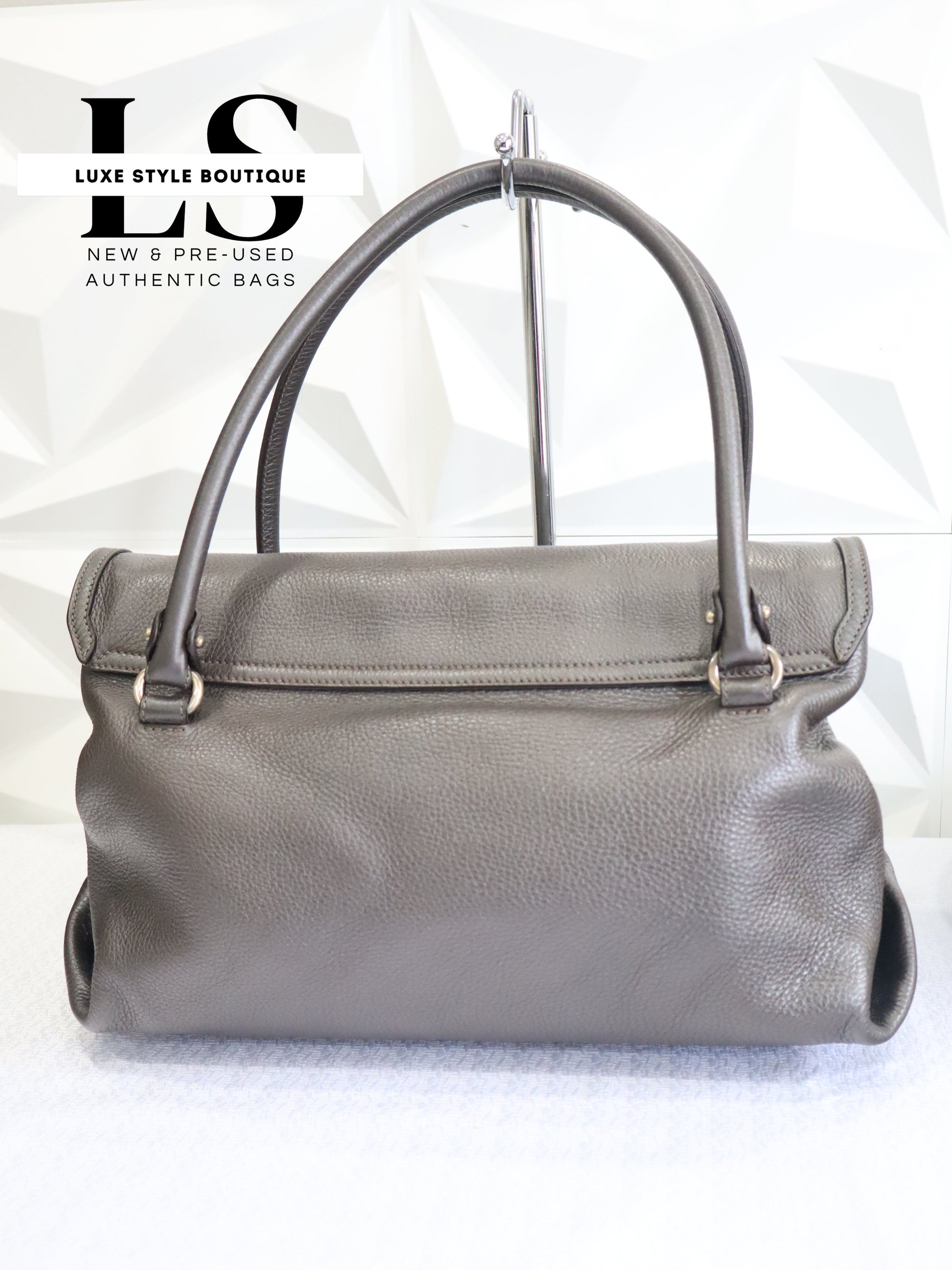 Salvatore Ferragamo Gancini Gray Handbag