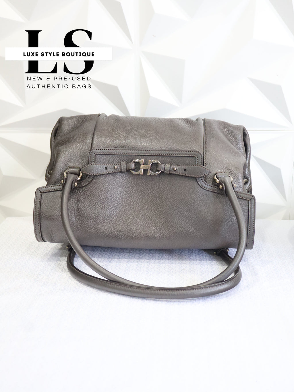 Salvatore Ferragamo Gancini Gray Handbag