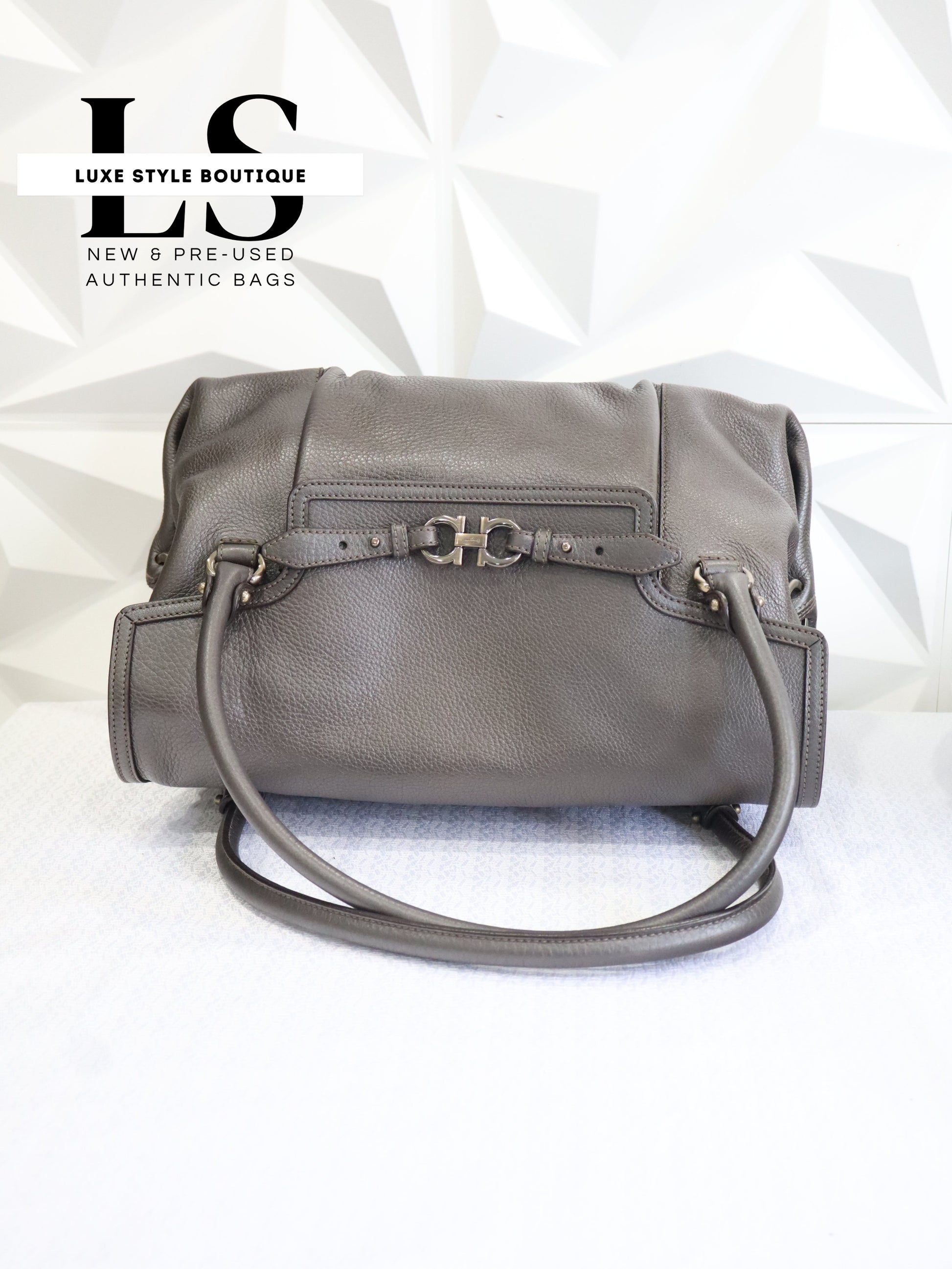 Salvatore Ferragamo Gancini Gray Handbag