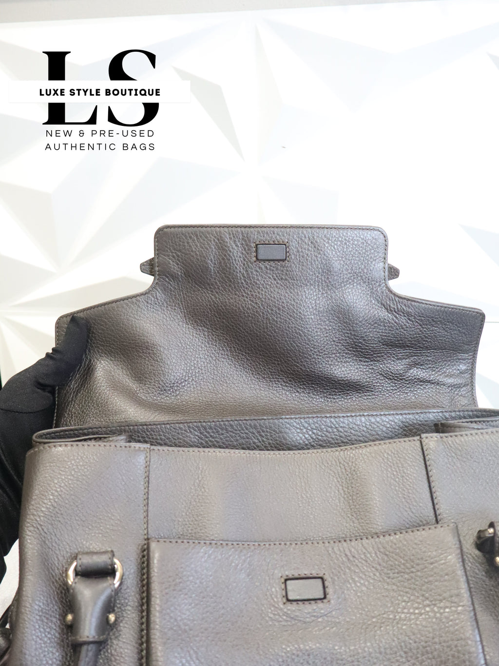 Salvatore Ferragamo Gancini Gray Handbag