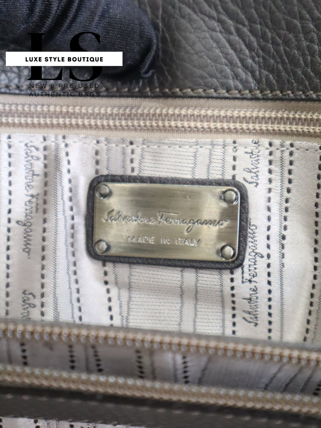 Salvatore Ferragamo Gancini Gray Handbag