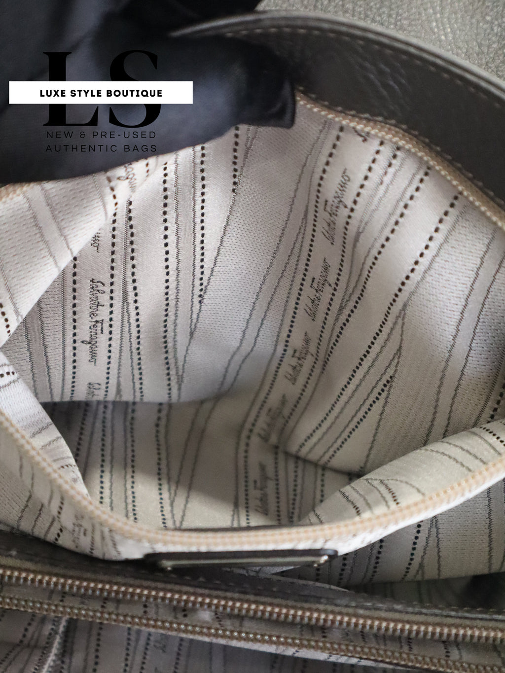 Salvatore Ferragamo Gancini Gray Handbag