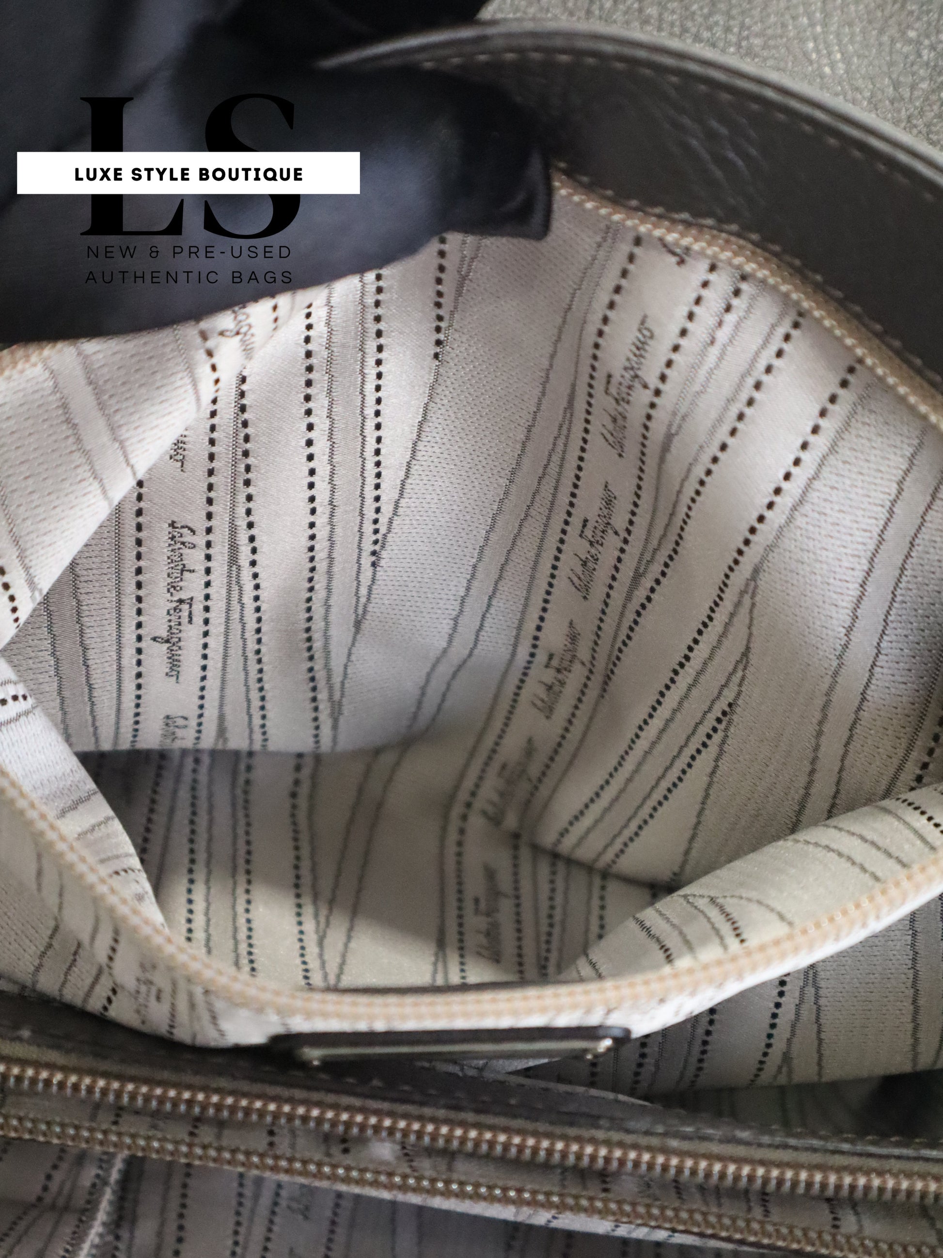 Salvatore Ferragamo Gancini Gray Handbag