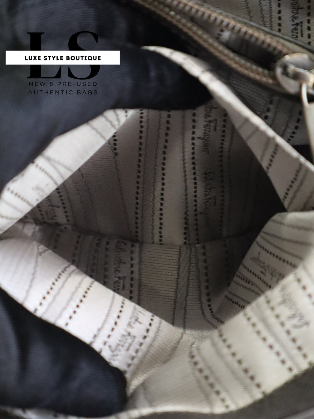 Salvatore Ferragamo Gancini Gray Handbag