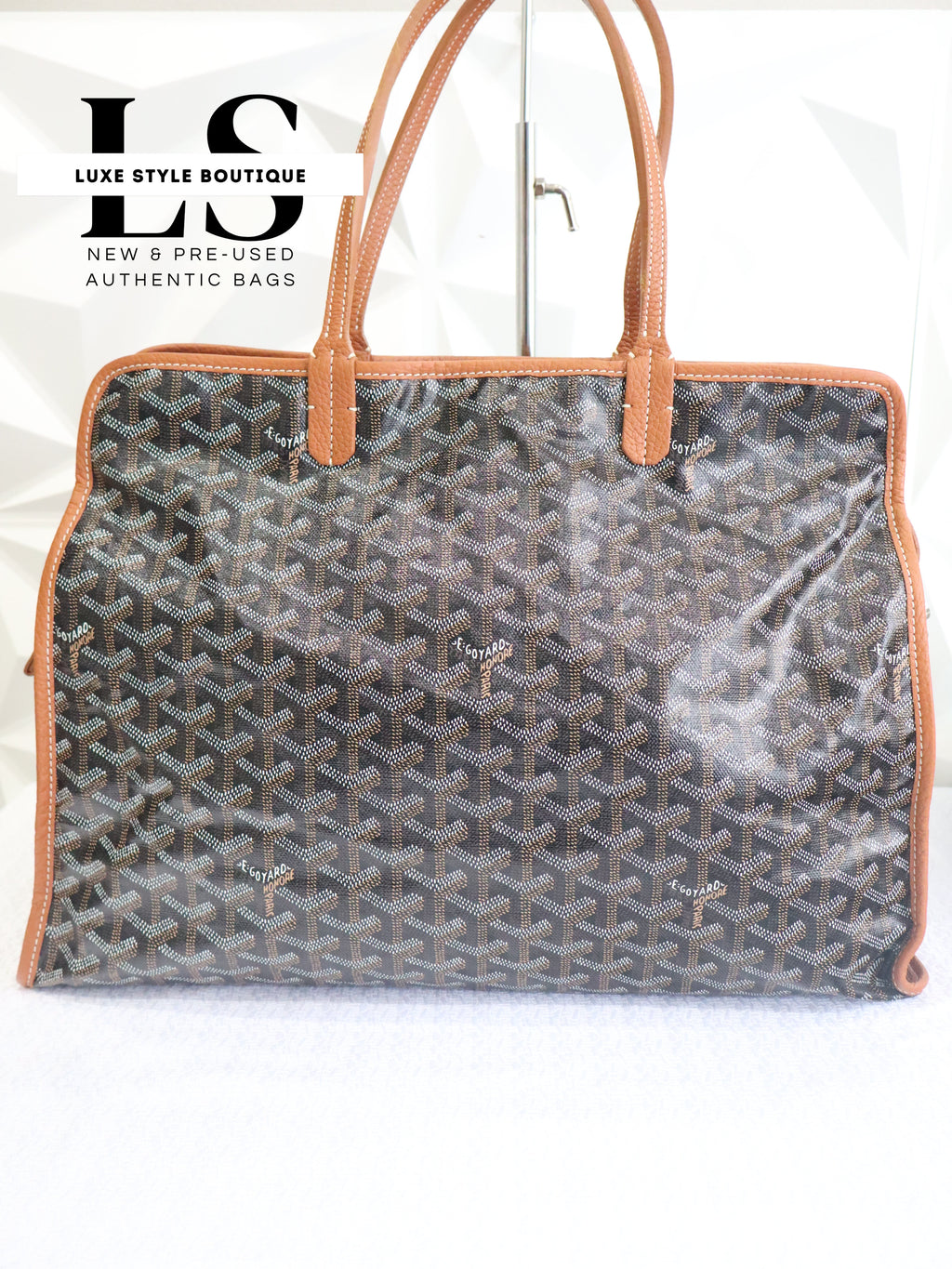 Goyard Goyardine Sac Hardy Tote Bag w/Pouch