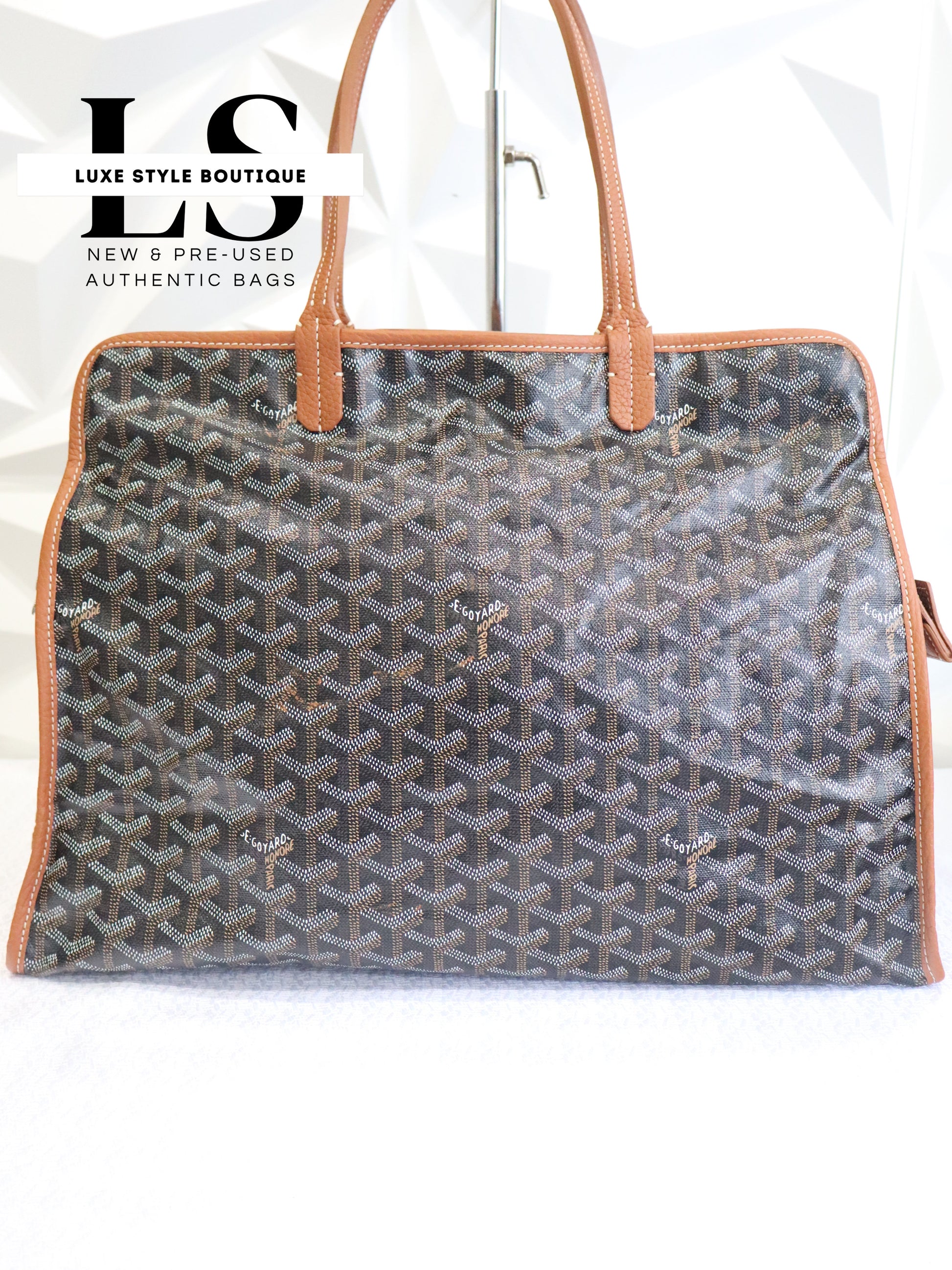 Goyard Goyardine Sac Hardy Tote Bag w/Pouch