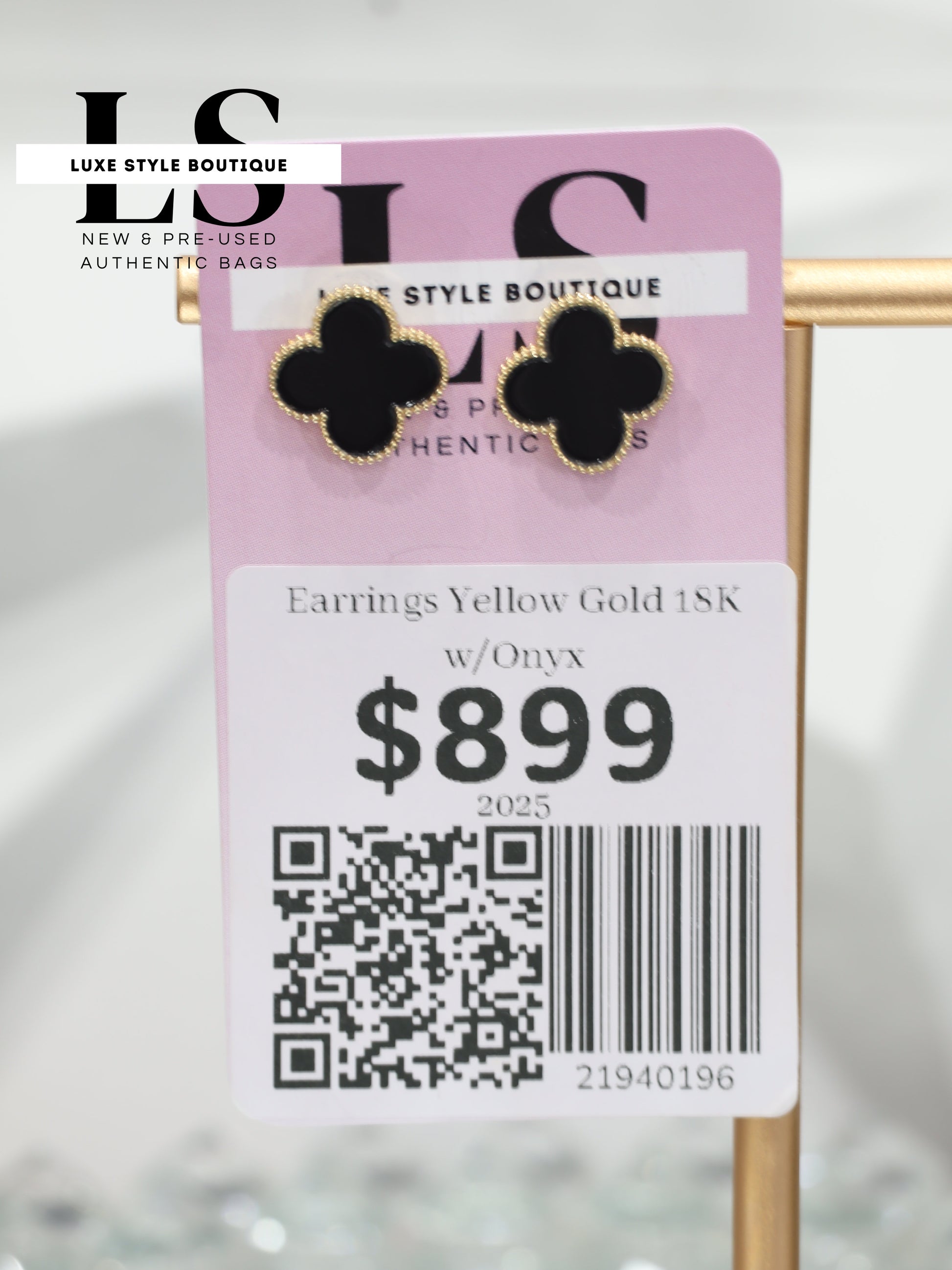 Earrings Yellow Gold 18K w/Onyx