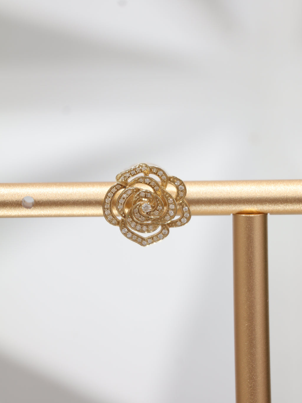 Earrings Yellow Gold 18K w/Diamonds Flower Style