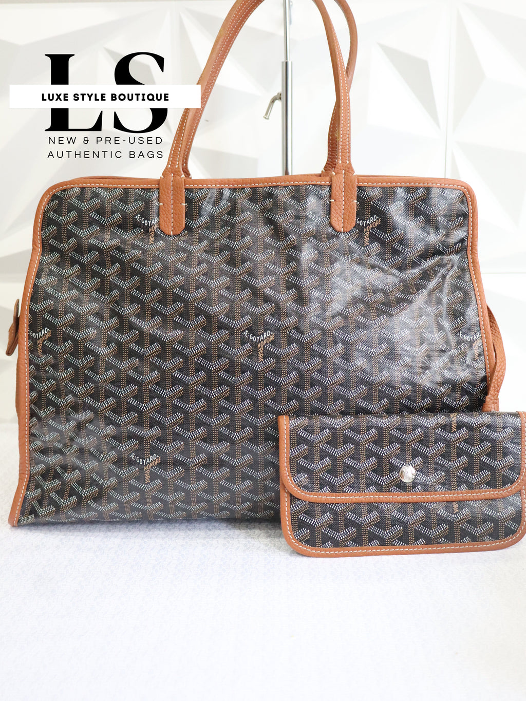 Goyard Goyardine Sac Hardy Tote Bag w/Pouch