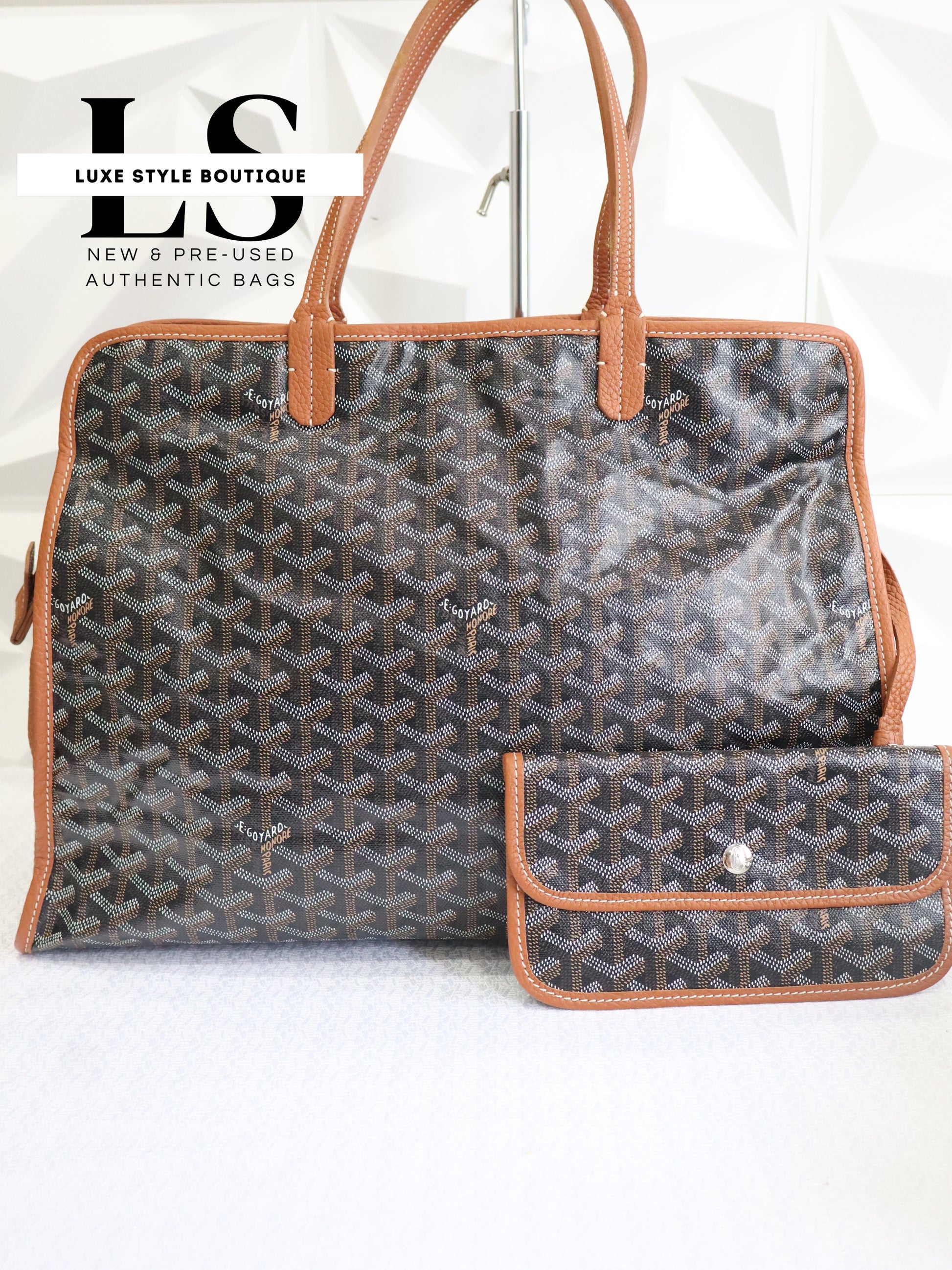 Goyard Goyardine Sac Hardy Tote Bag w/Pouch