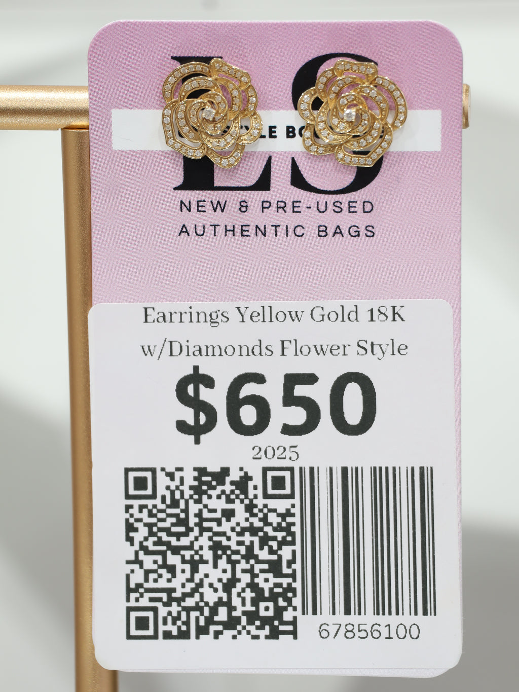 Earrings Yellow Gold 18K w/Diamonds Flower Style