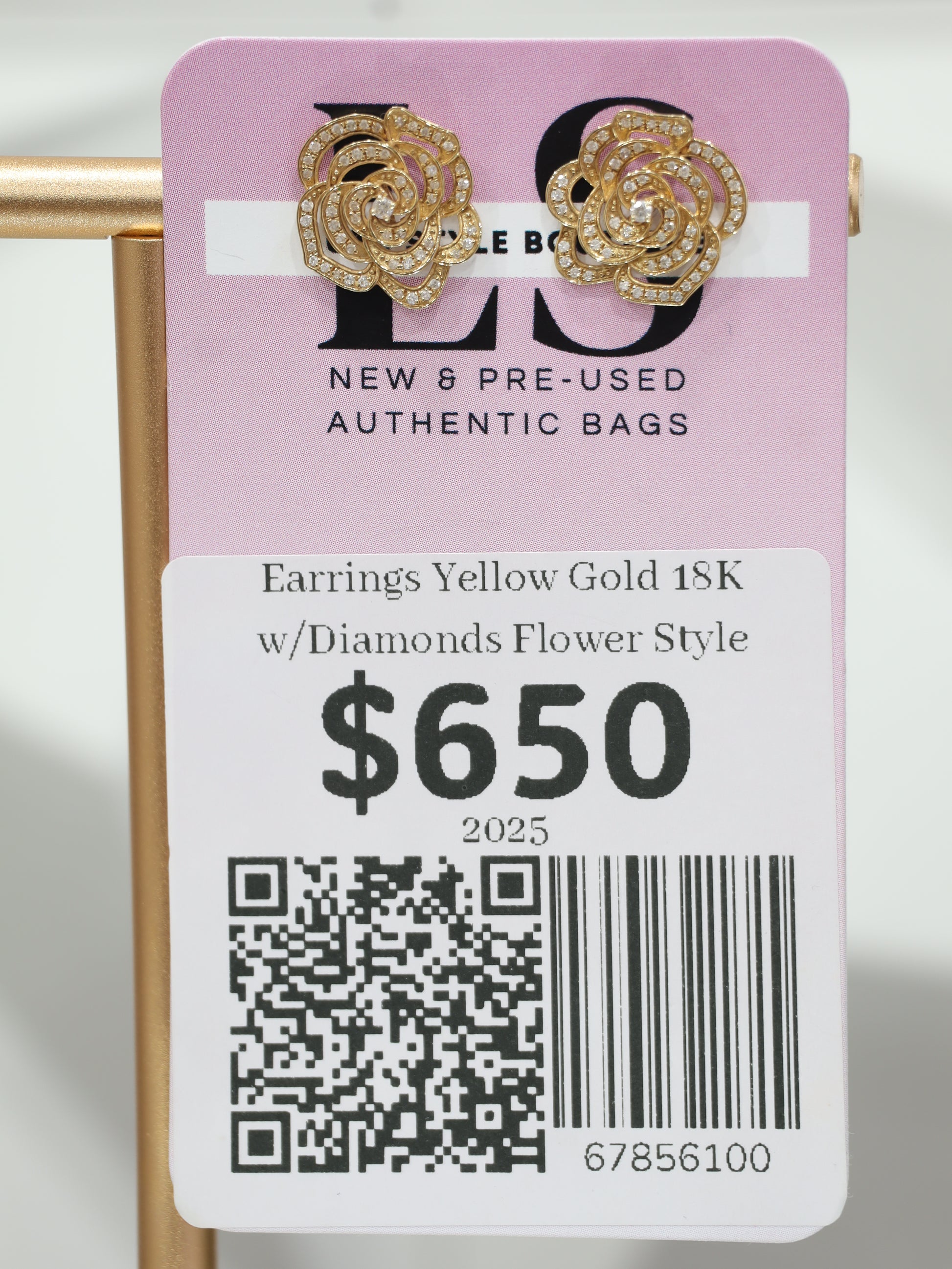 Earrings Yellow Gold 18K w/Diamonds Flower Style