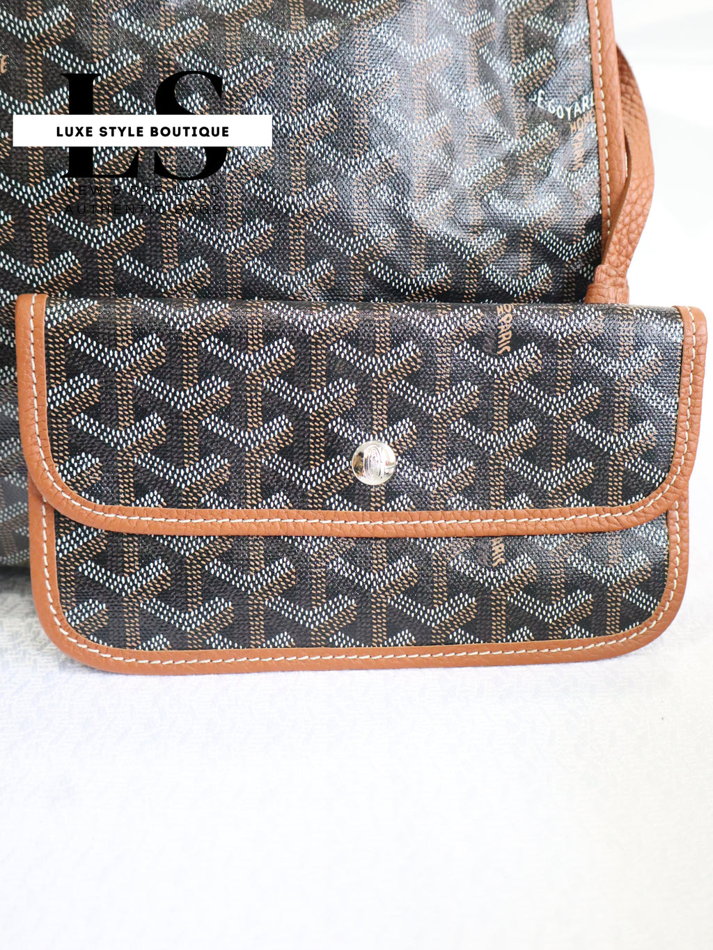 Goyard Goyardine Sac Hardy Tote Bag w/Pouch